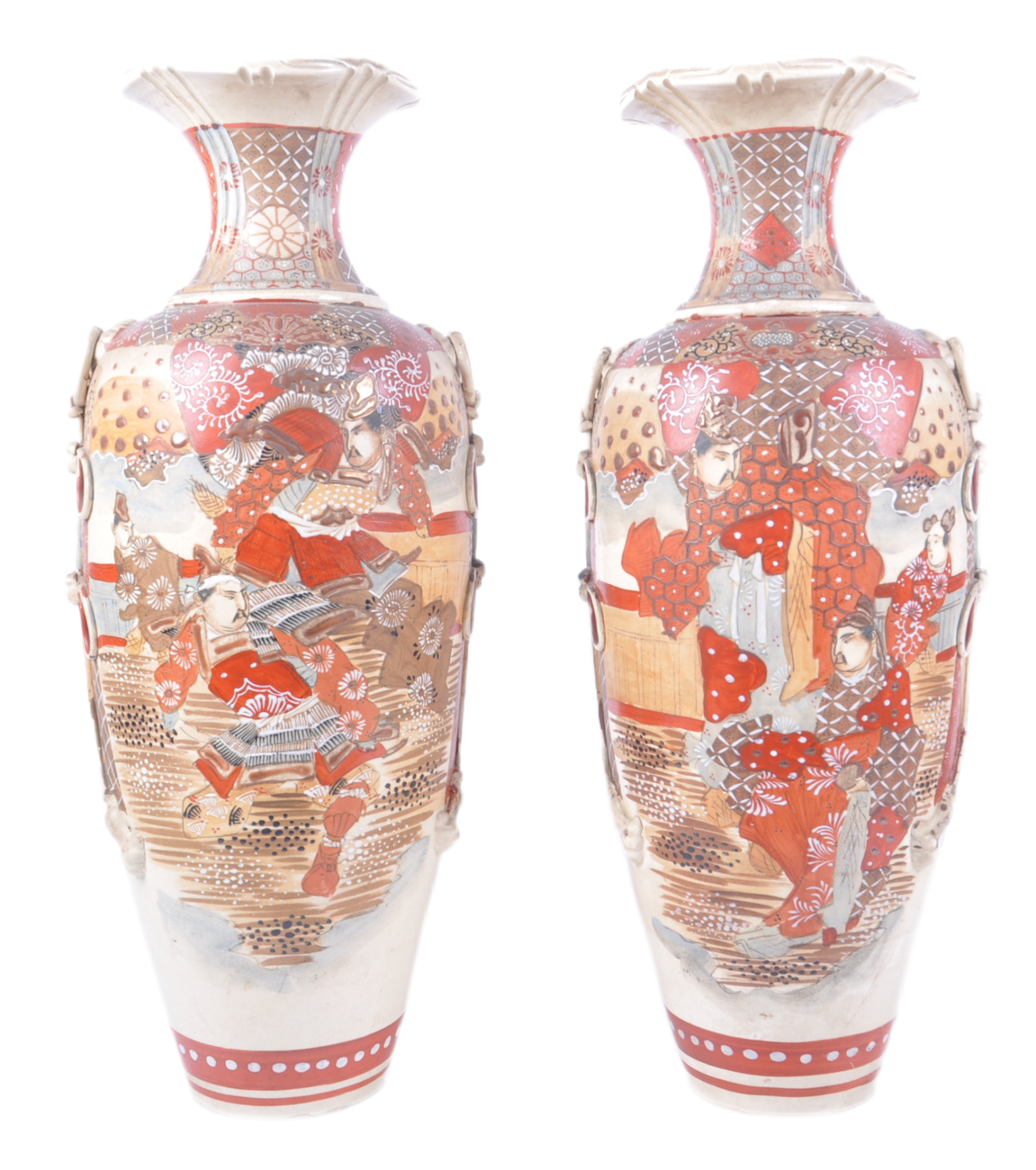 PAIR 19TH CENTURY JAPANESE FLOOR STANDING KUTANI VASES