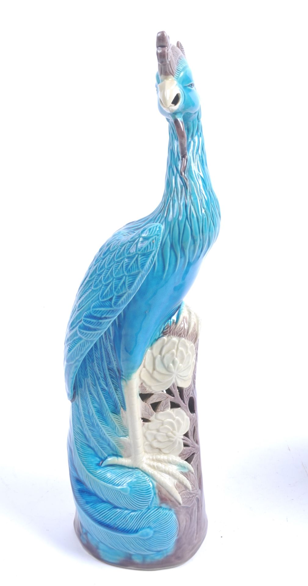 PAIR OF CHINESE 20TH CENTURY POTTERY BIRDS OF PARADISE - Image 3 of 5