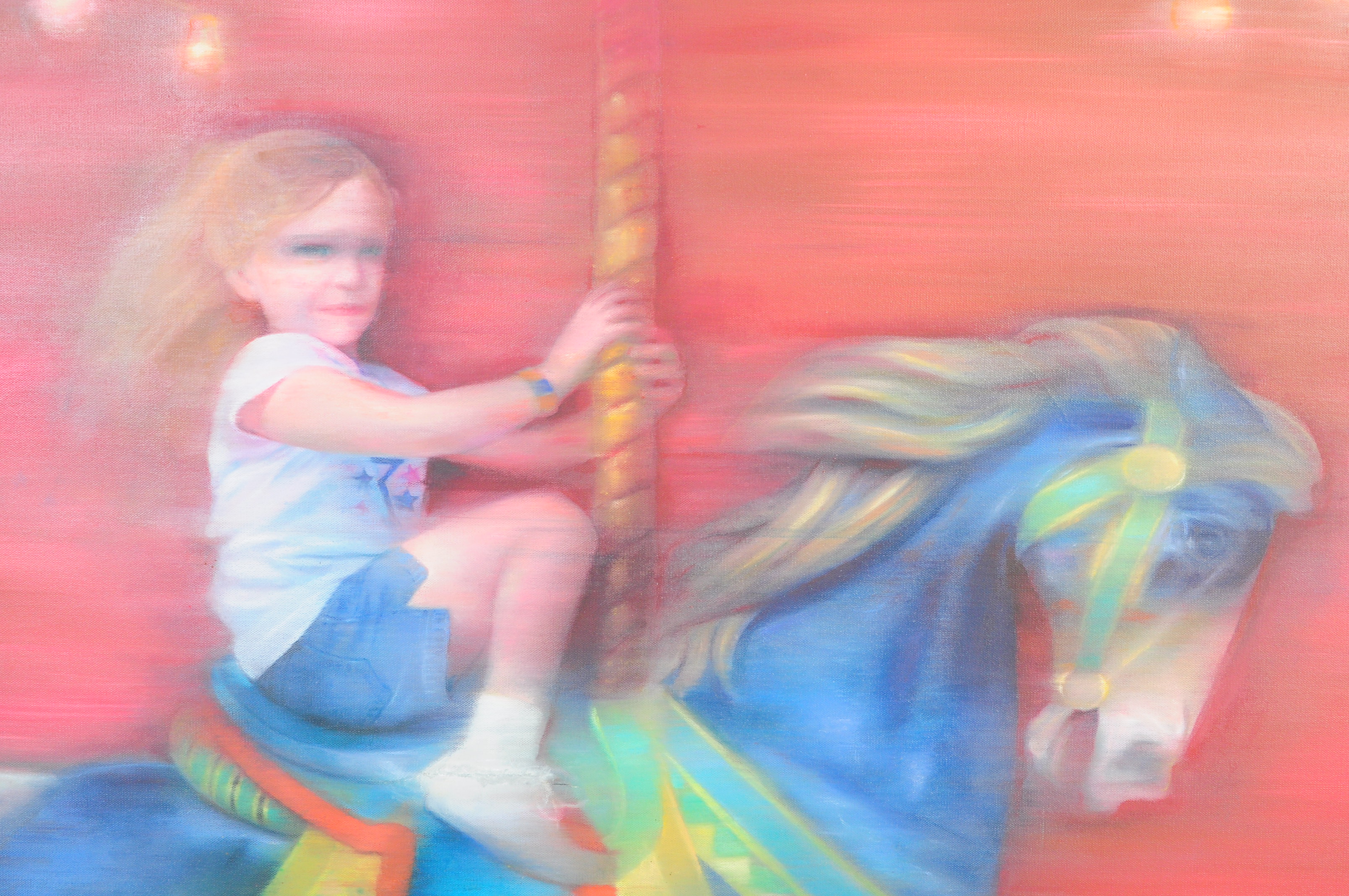 COLIN PAUL VINCENT - OIL ON CANVAS FAIRGROUND CAROUSEL RIDE - Image 2 of 5