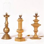 COLLECTION OF 3 FRENCH BRASS TABLE LAMPS LIGHTS - CANDLESTICK