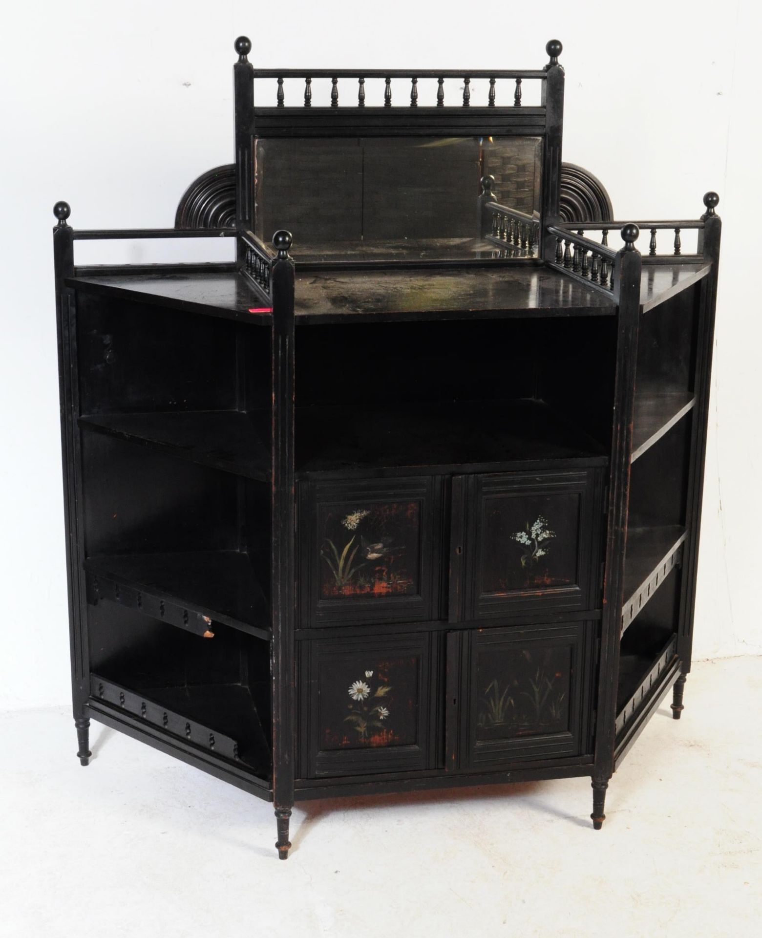 19TH CENTURY VICTORIAN AESTHETIC MOVEMENT BLACK LACQUERED CABINET - Image 2 of 7