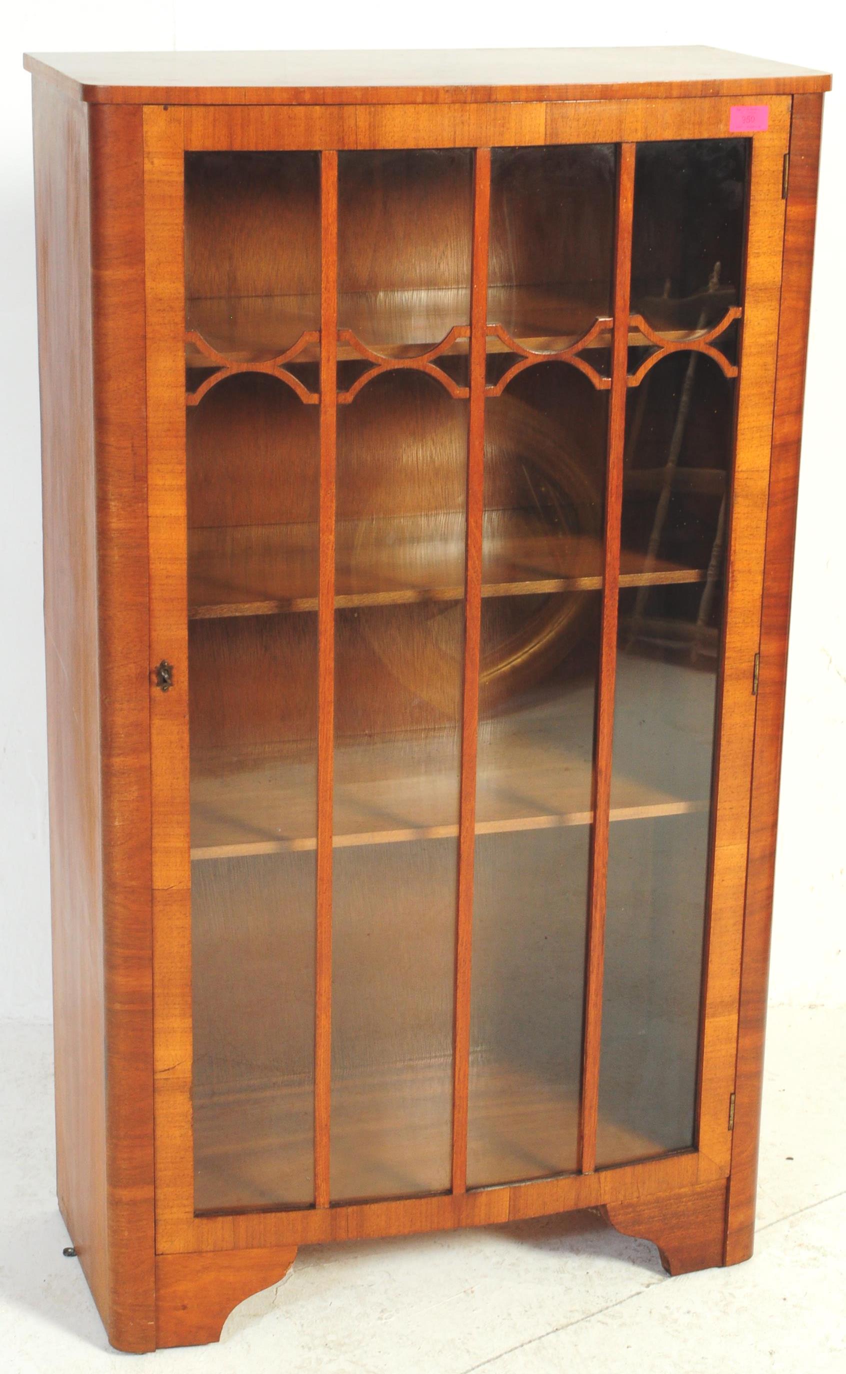 1930'S ART DECO WALNUT CHINA DISPLAY CABINET VITRINE - Image 2 of 5