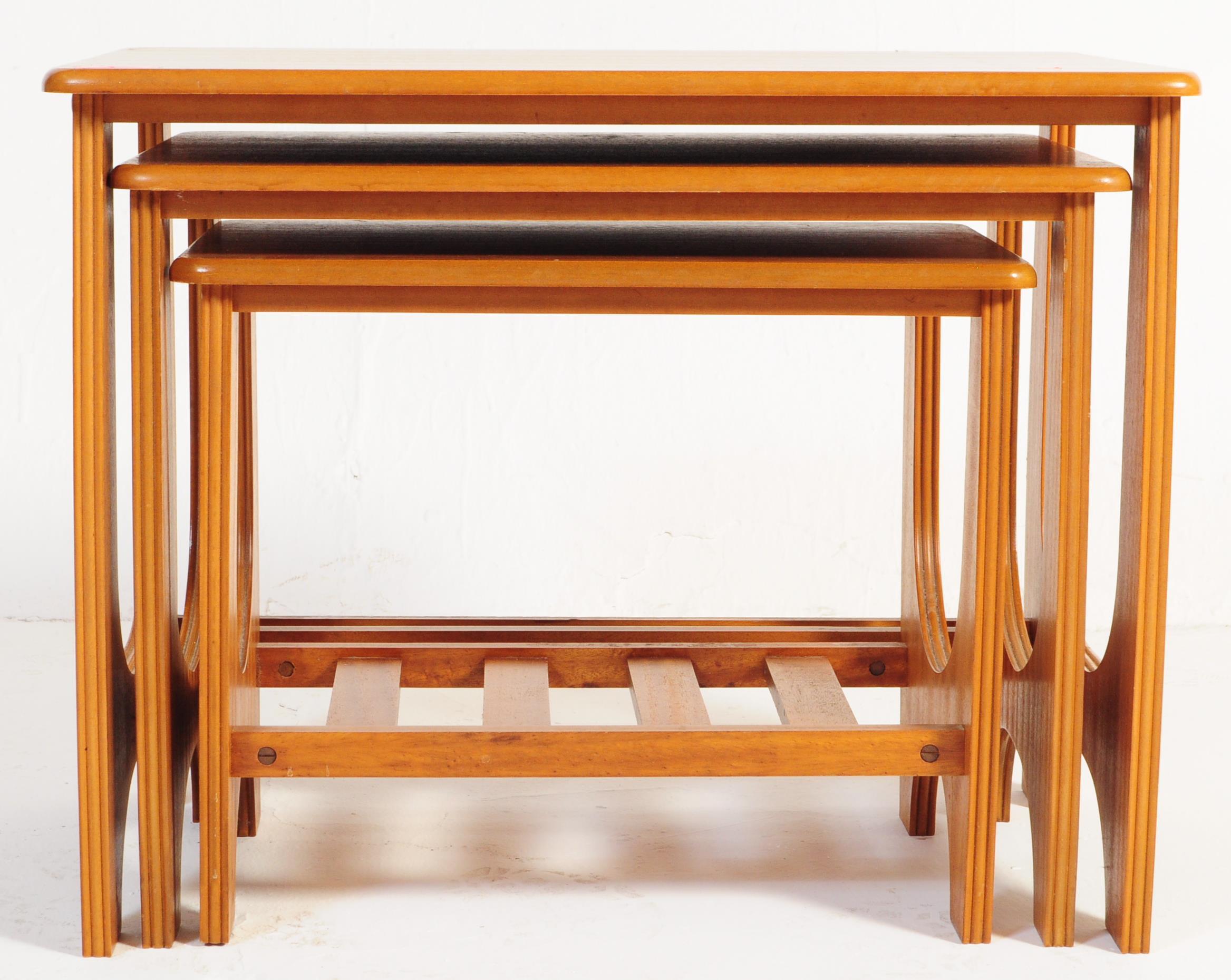 BRITISH MODERN DESIGN - TEAK WOOD NEST OF GRADUATING TABLES - Image 3 of 4