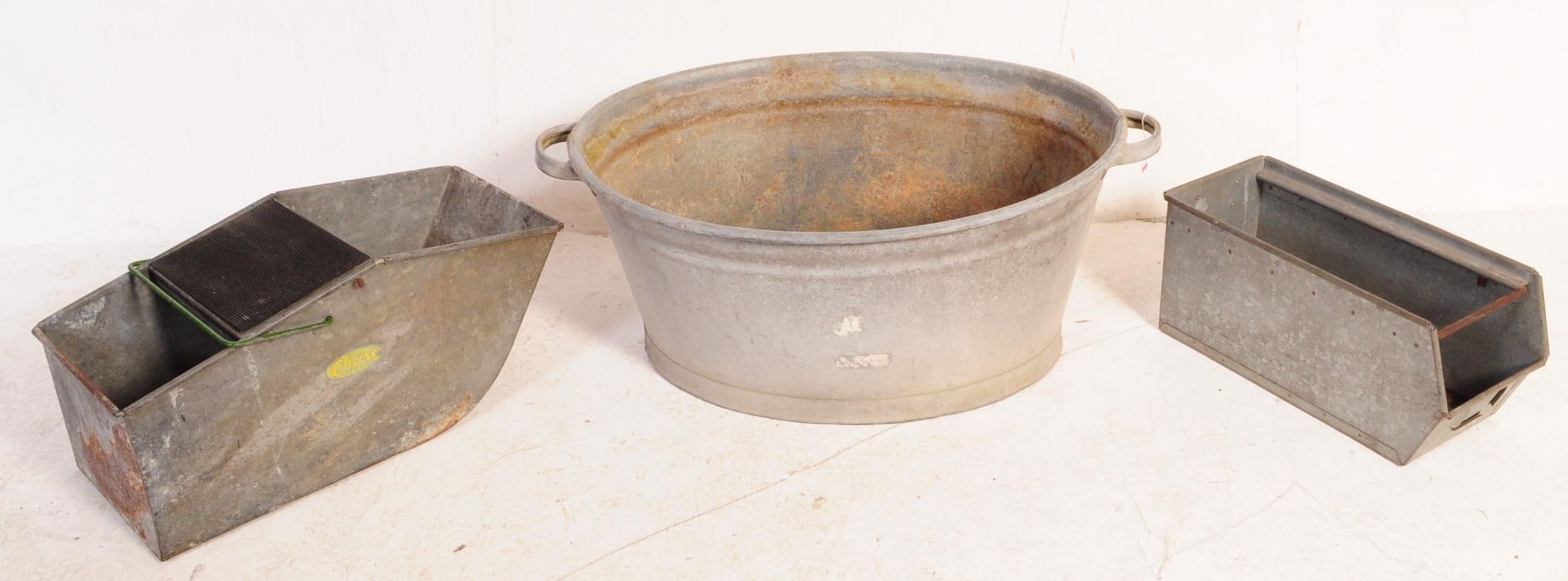 20TH CENTURY GALVANIZED BATH TUB & PLANTERS - Image 2 of 5