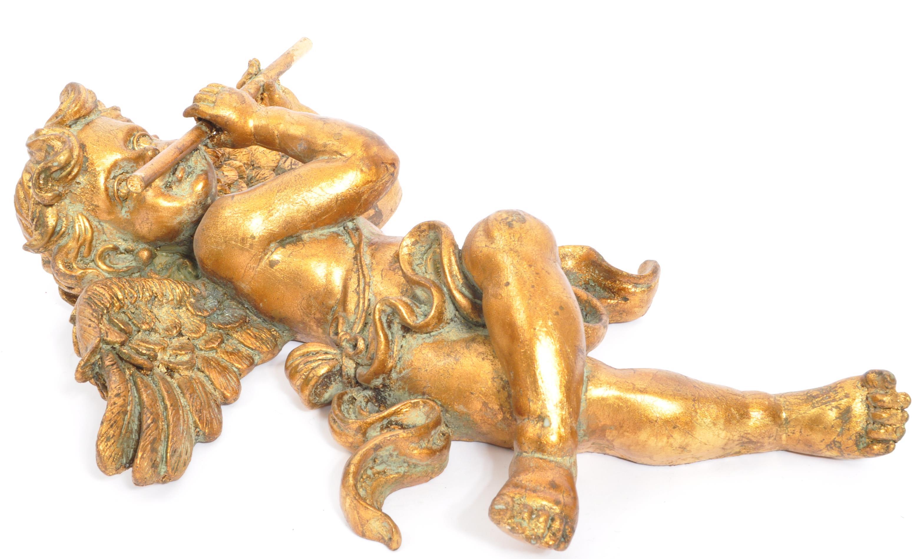 TRIO OF VINTAGE GILT CHERUB WALL SCONCES - Image 8 of 10