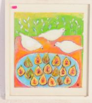 VANESSA COOPER PASTEL PAINTING - DOVES AND FRUIT