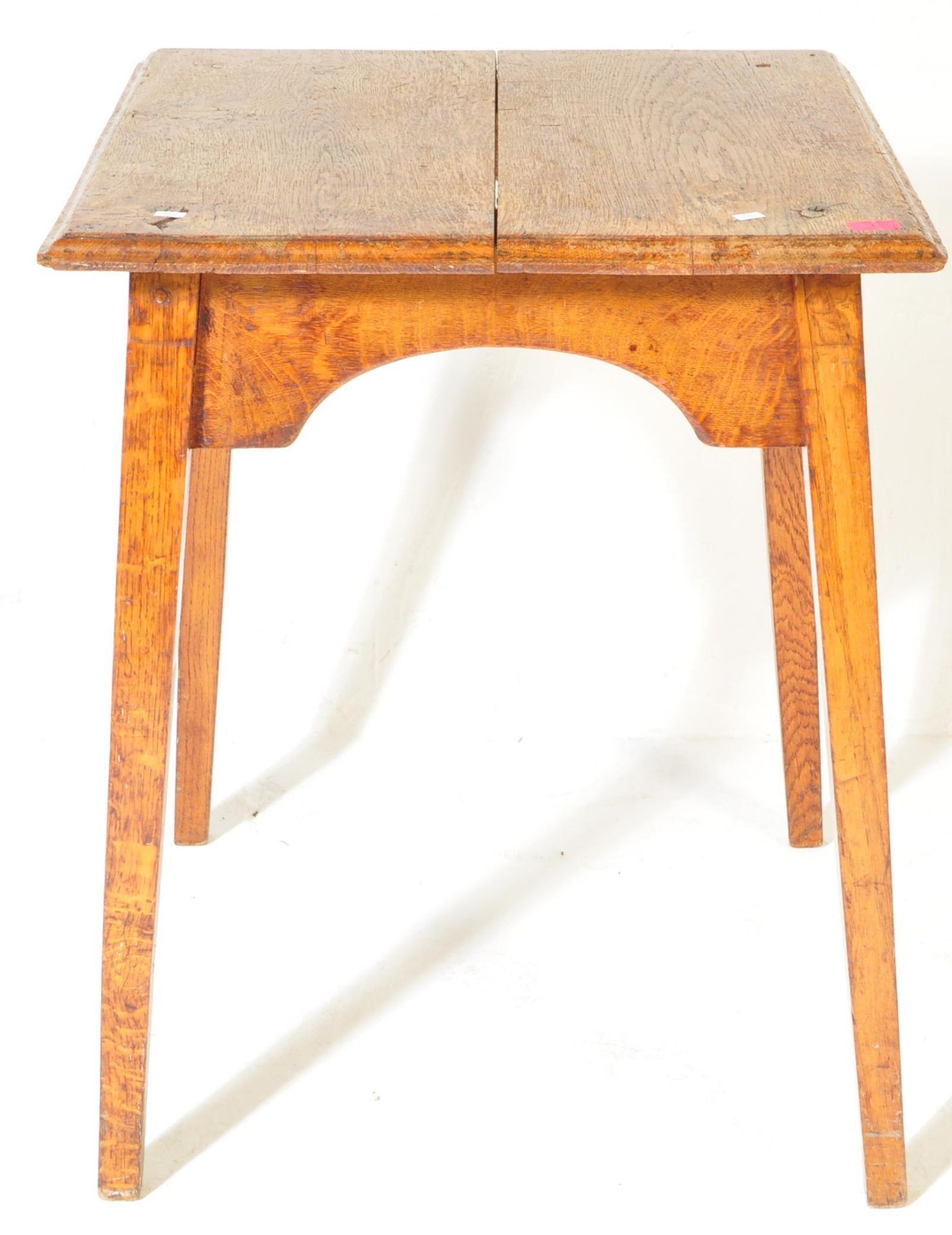VICTORIAN ARTS & CRAFTS OAK SQUARED CHURCH TABLE - Image 3 of 5