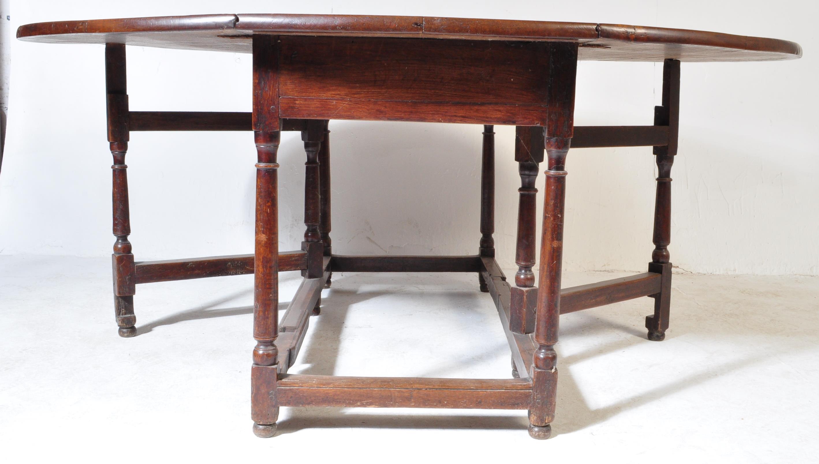 LARGE 19TH CENTURY FRENCH OAK DROP LEAF WAKE DINING TABLE - Image 3 of 4