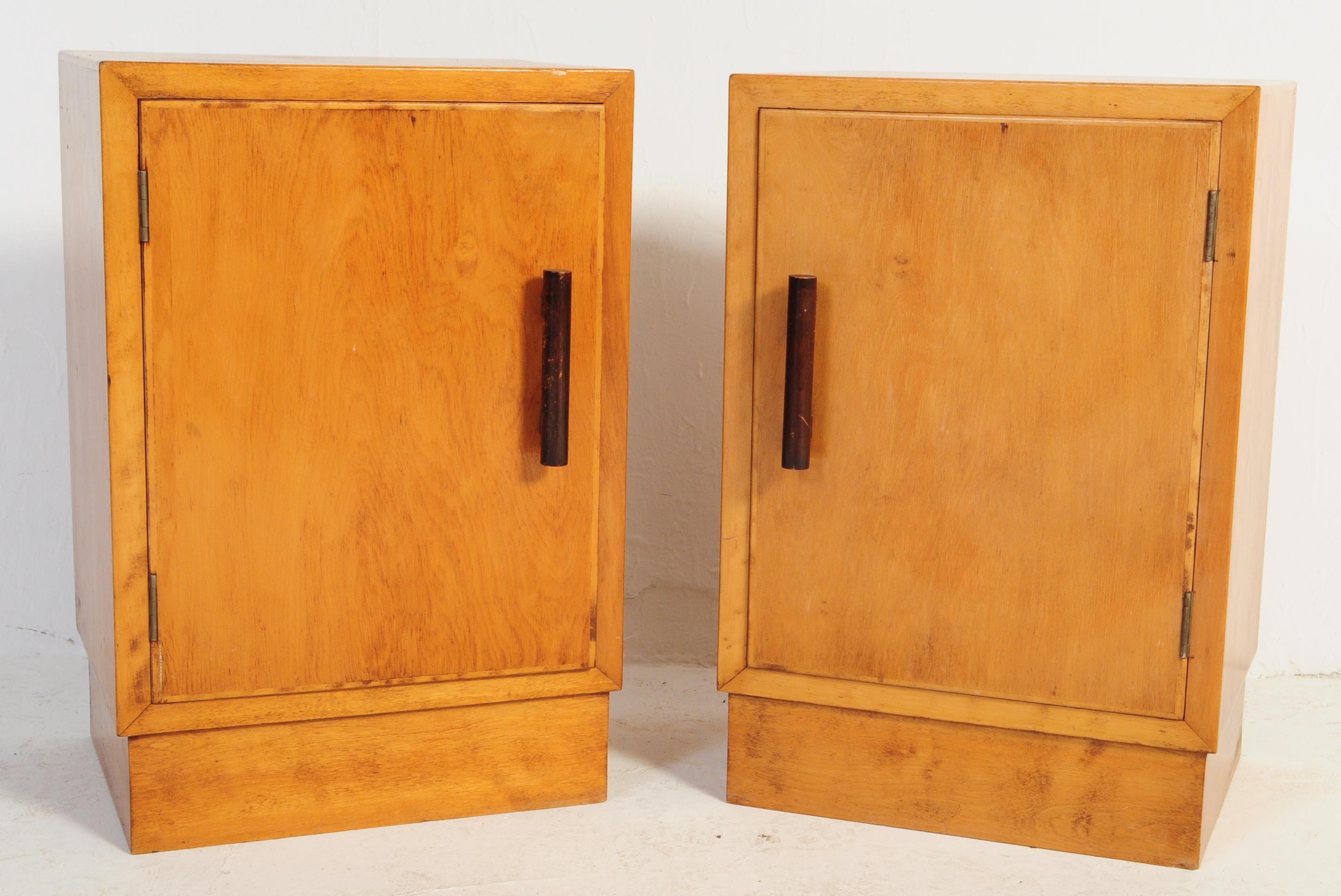 POST WAR ART DECO PAIR OF PEDESTAL BEDSIDE CABINETS