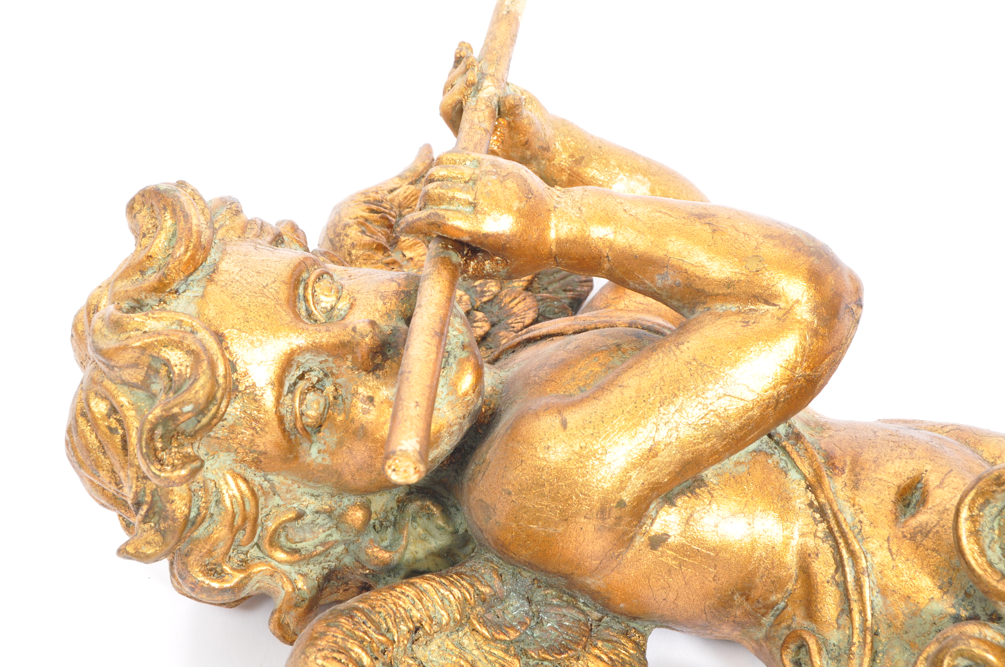 TRIO OF VINTAGE GILT CHERUB WALL SCONCES - Image 9 of 10