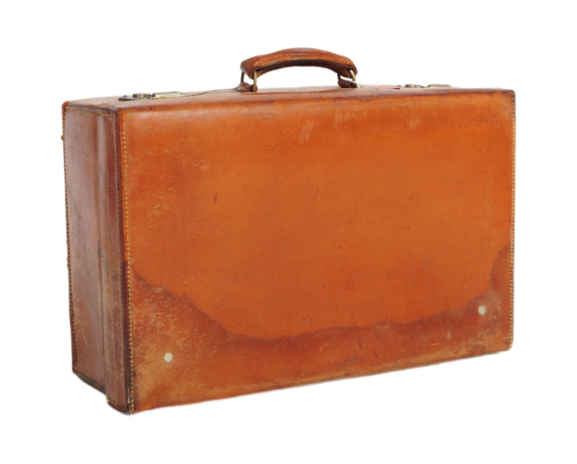 VINTAGE 1950S TAN LEATHER SUITCASE