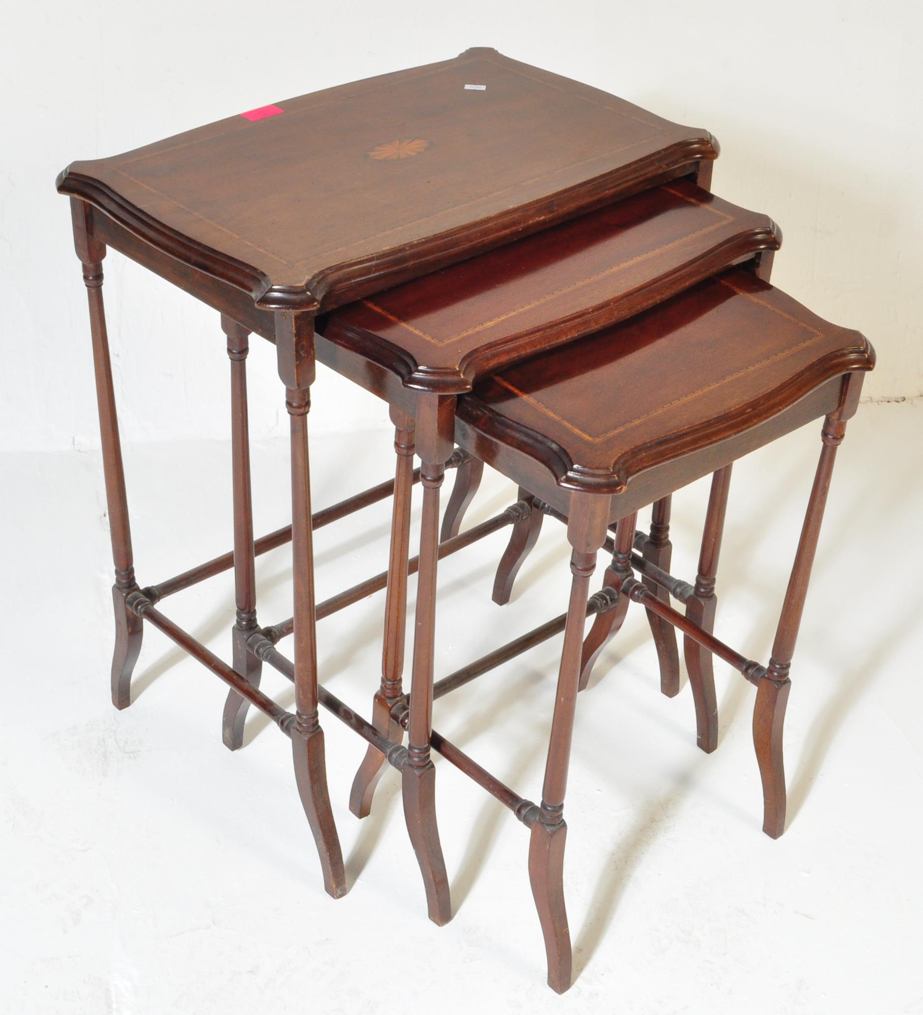 EARLY 20TH CENTURY EDWARDIAN MAHOGANY NEST OF TABLES - Image 5 of 5