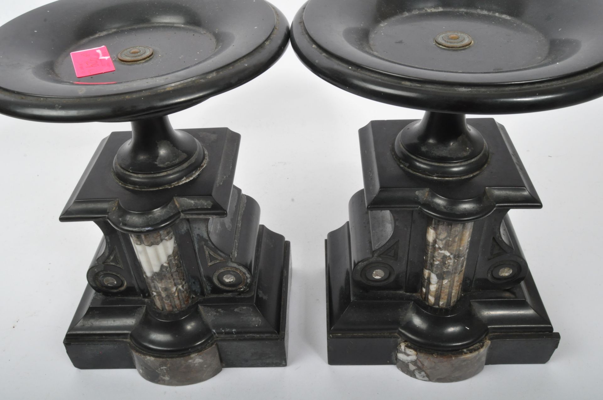 MATCHING PAIR OF VICTORIAN SLATE MARBLE CLOCK GARNITURES - Image 5 of 6