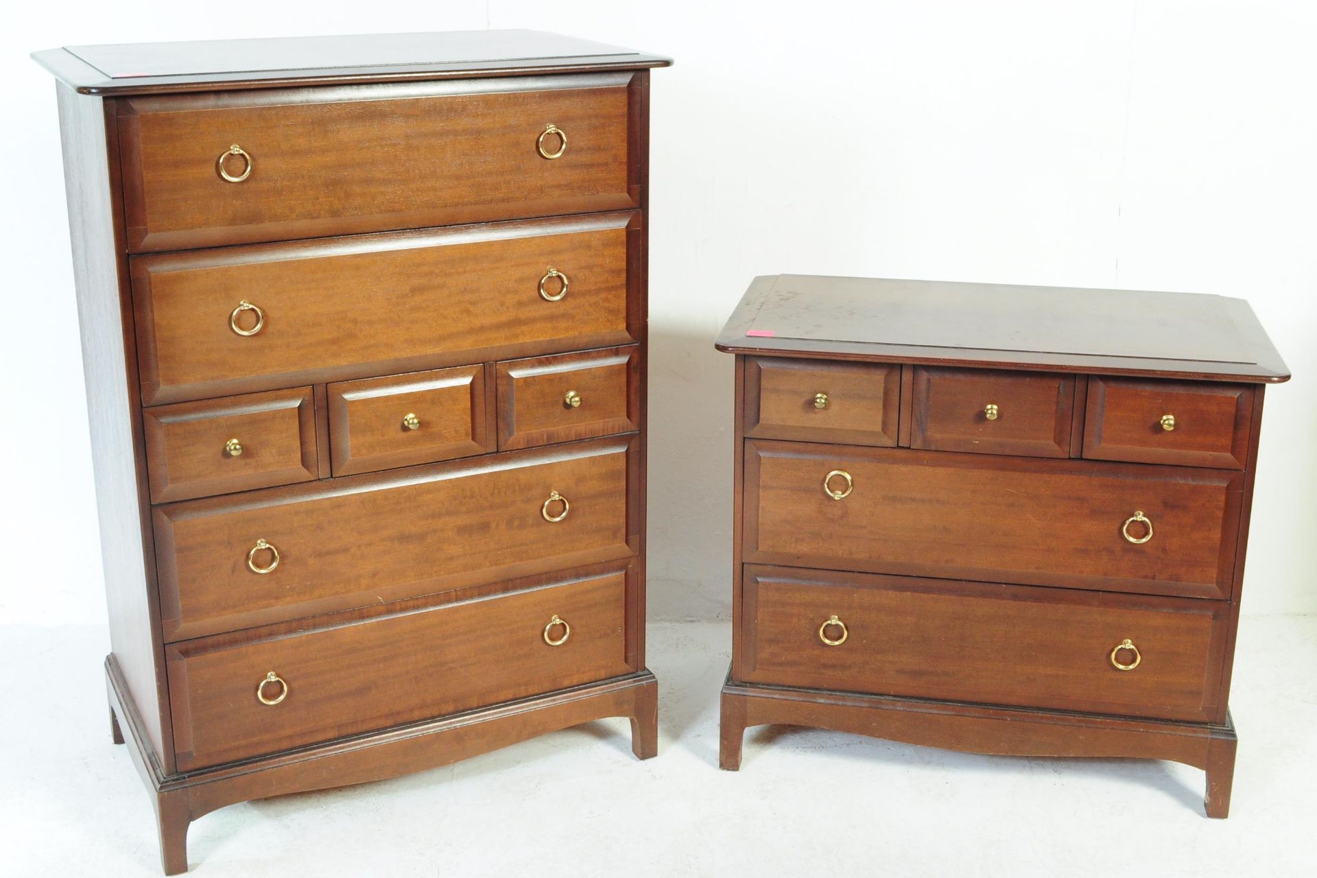 STAG MAHOGANY MINSTREL PATTERN TALLBOY CHEST T/W ANOTHER - Image 2 of 6