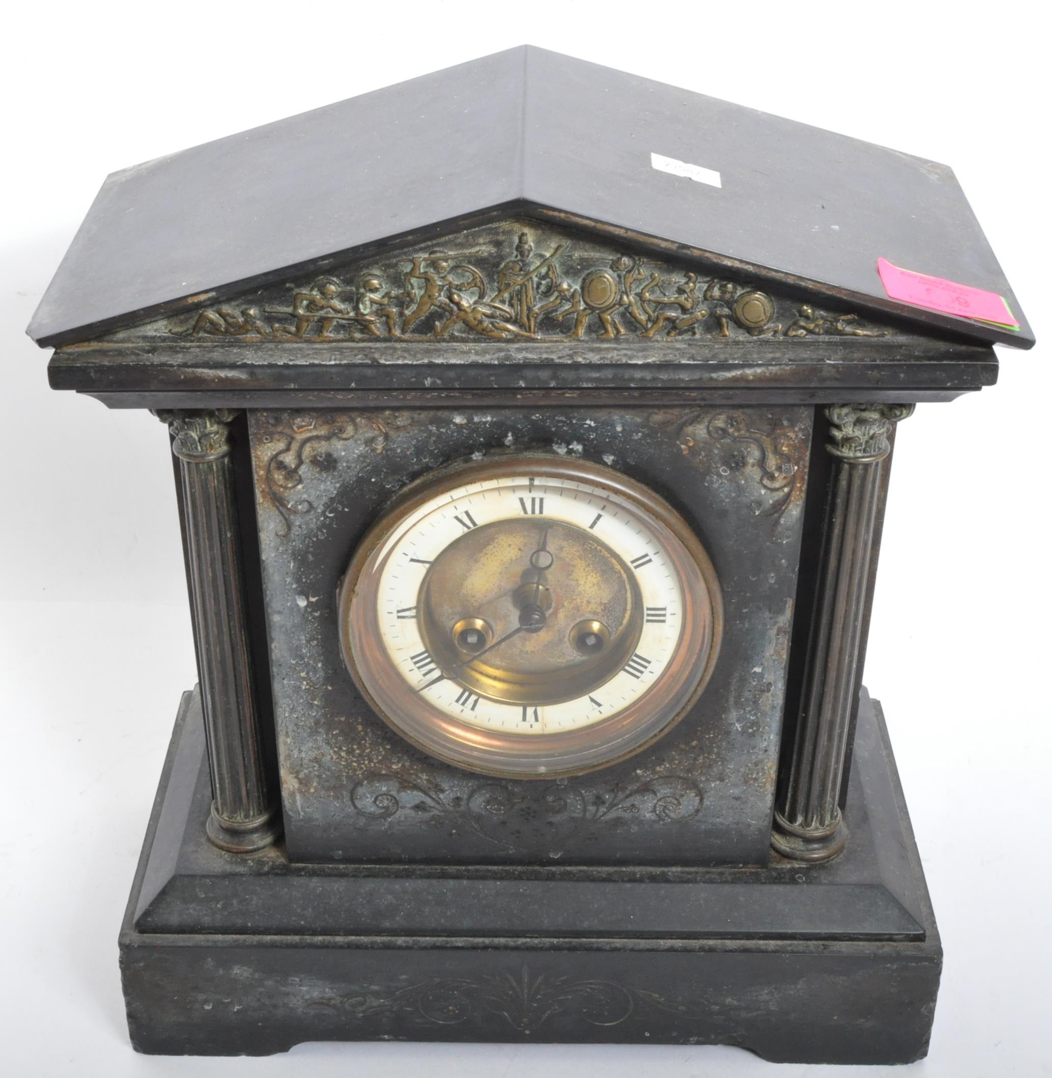 19TH CENTURY VICTORIAN SLATE EIGHT DAY MANTEL CLOCK - Image 6 of 6