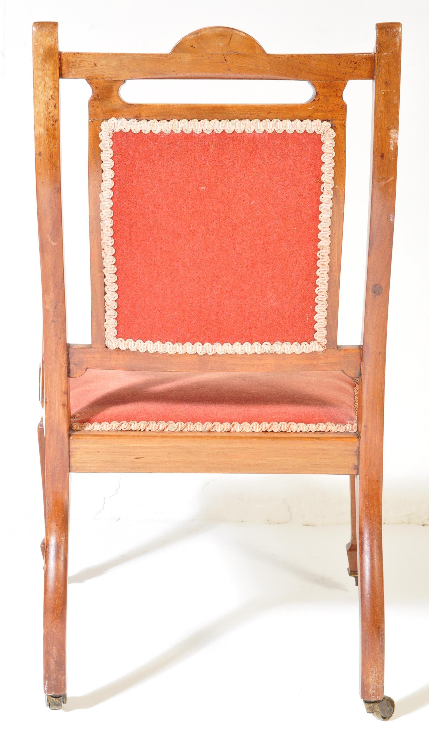 EDWARDIAN MAHOGANY AND MARQUETRY INLAID SALON ARMCHAIR - Image 5 of 5