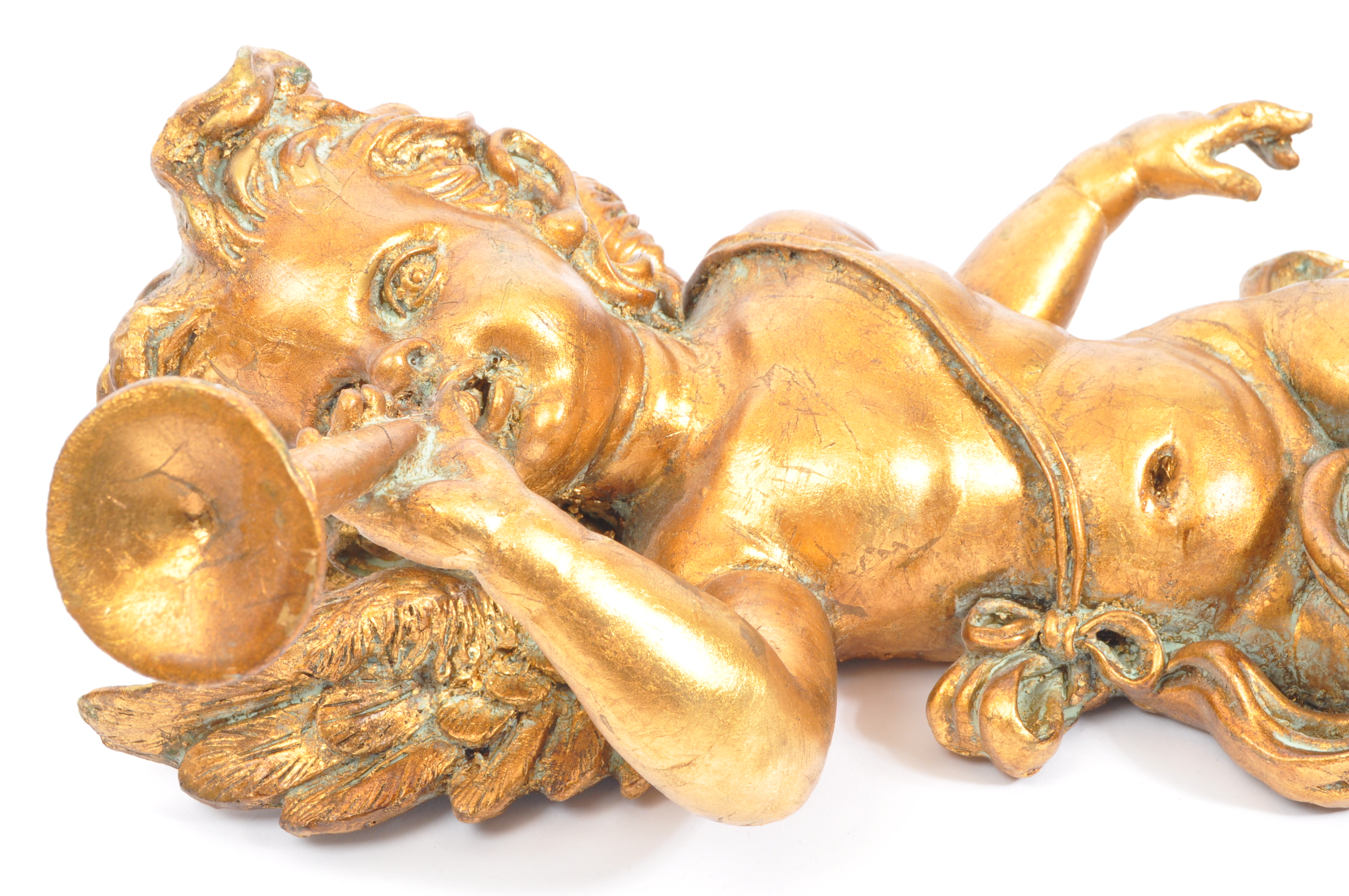 TRIO OF VINTAGE GILT CHERUB WALL SCONCES - Image 3 of 10