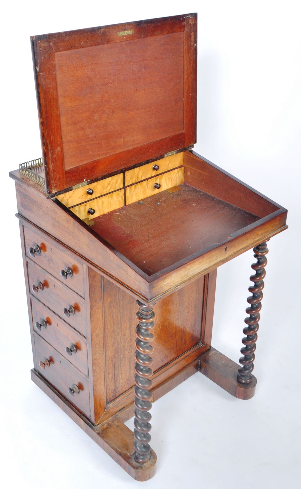 19TH CENTURY ROSEWOOD DAVENPORT WRITING TABLE DESK - Image 3 of 9