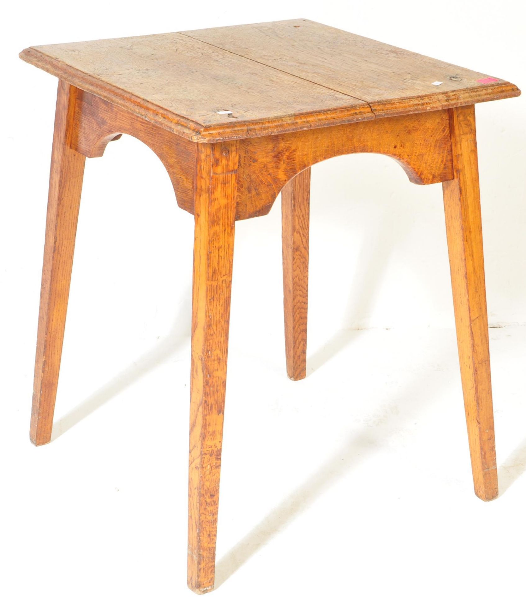 VICTORIAN ARTS & CRAFTS OAK SQUARED CHURCH TABLE - Image 2 of 5