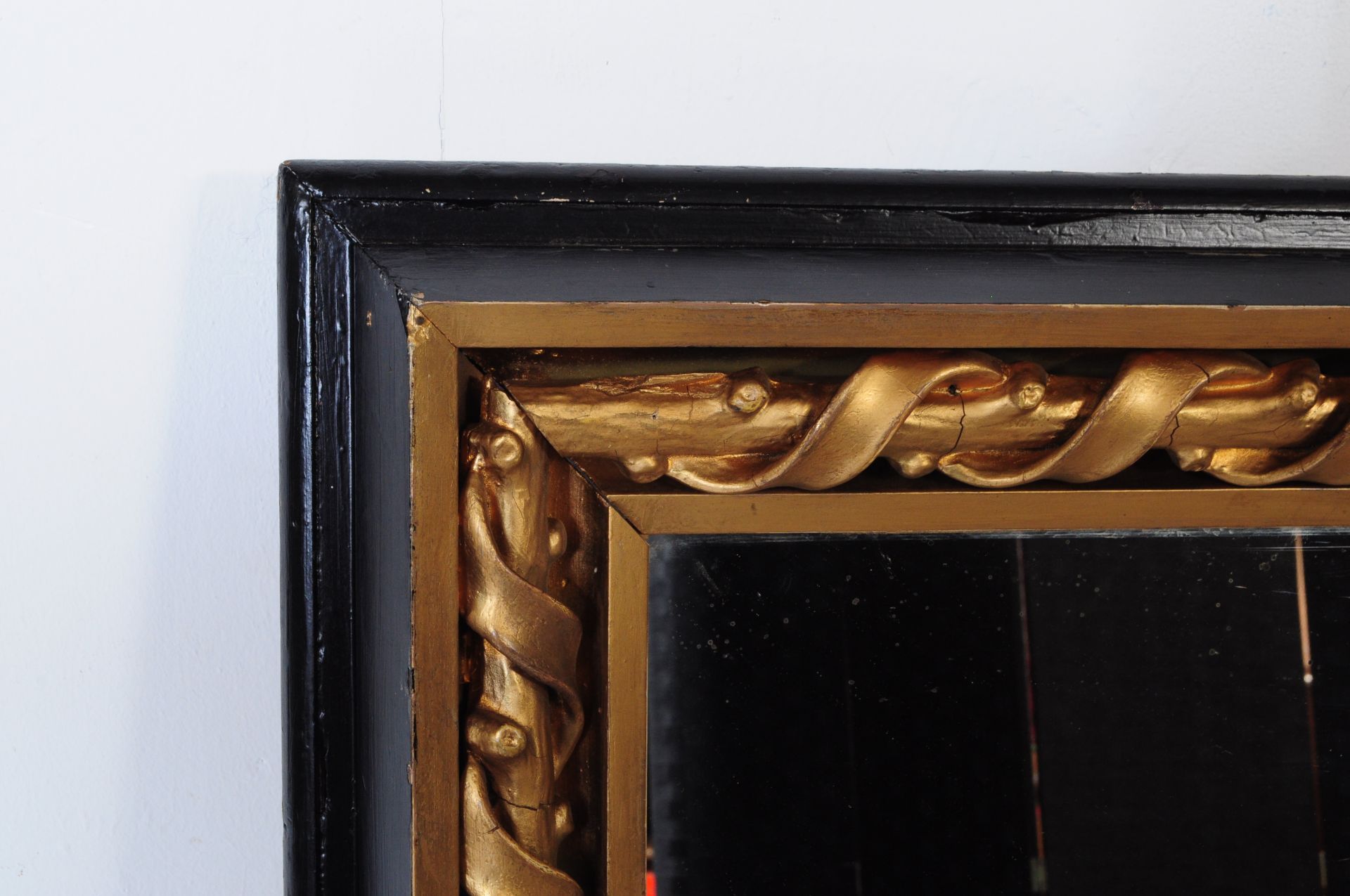 19TH CENTURY VICTORIAN EBONISED FLORENTINE OVER MANTEL MIRROR - Image 2 of 3