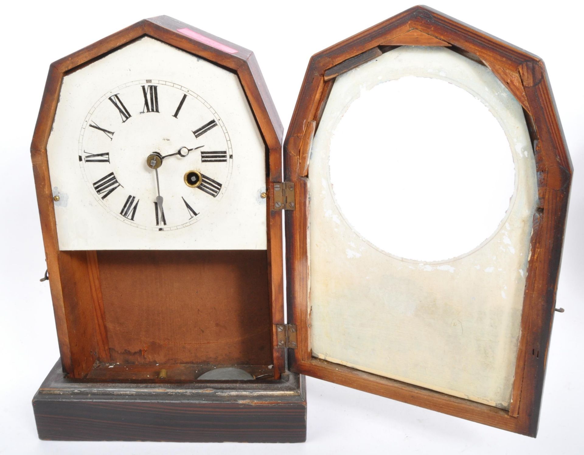 TWO 19TH CENTURY AMERICAN MANTEL CLOCKS IN WOODEN CASES - Image 4 of 5