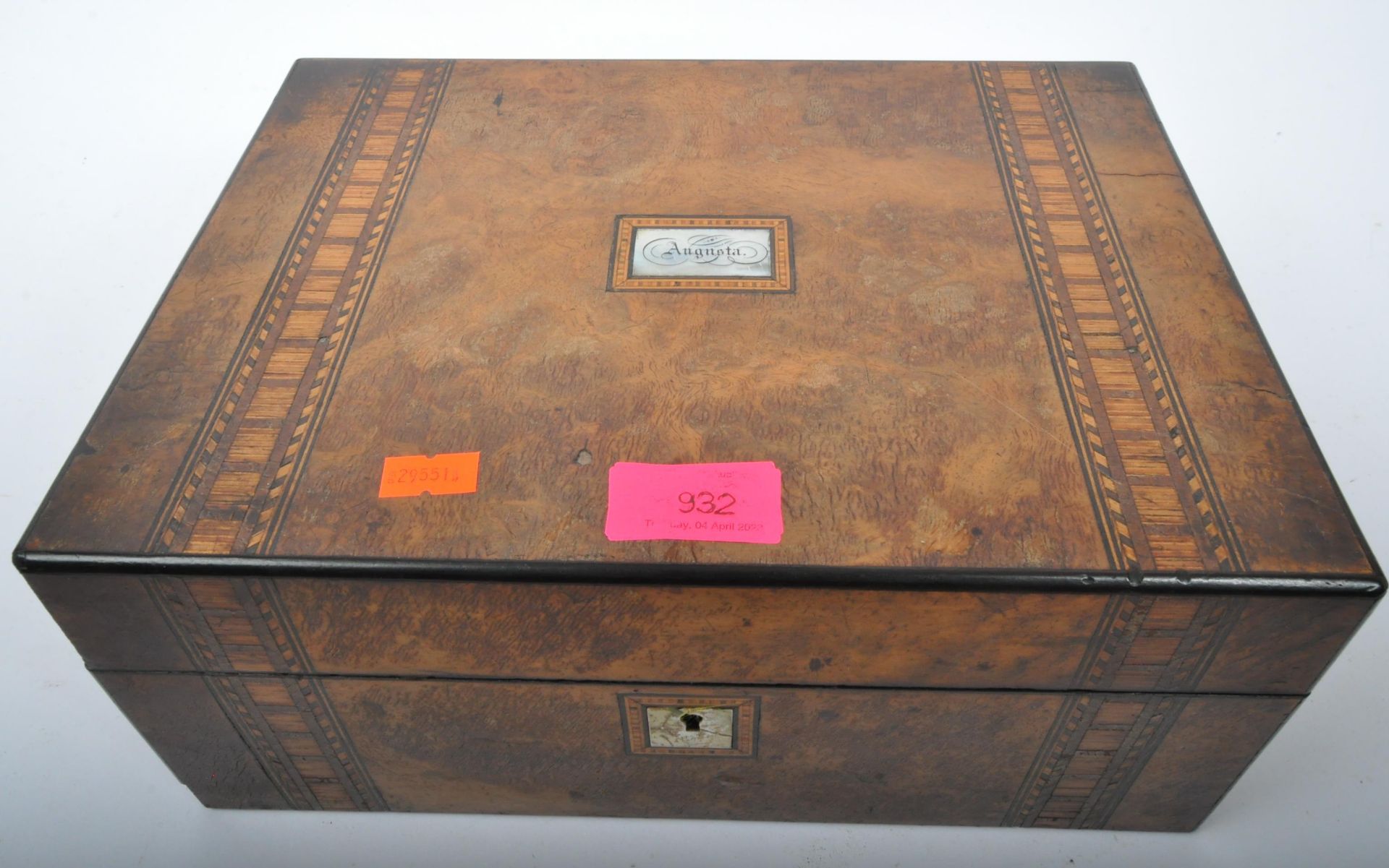 AUGUSTA - WALNUT TUNBRIDGE INLAID LADIES JEWELLERY BOX - Image 2 of 7