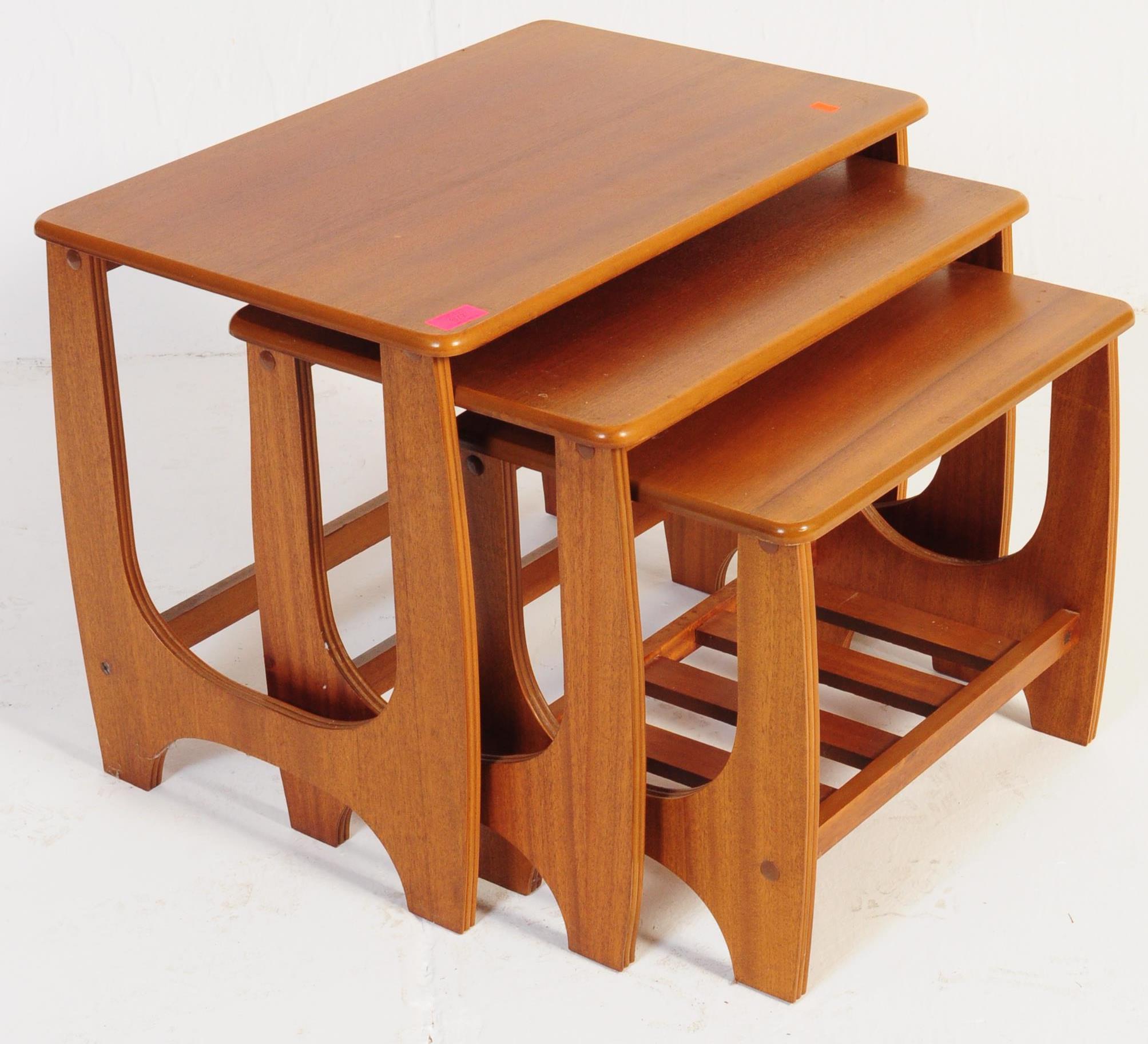 BRITISH MODERN DESIGN - TEAK WOOD NEST OF GRADUATING TABLES - Image 2 of 4