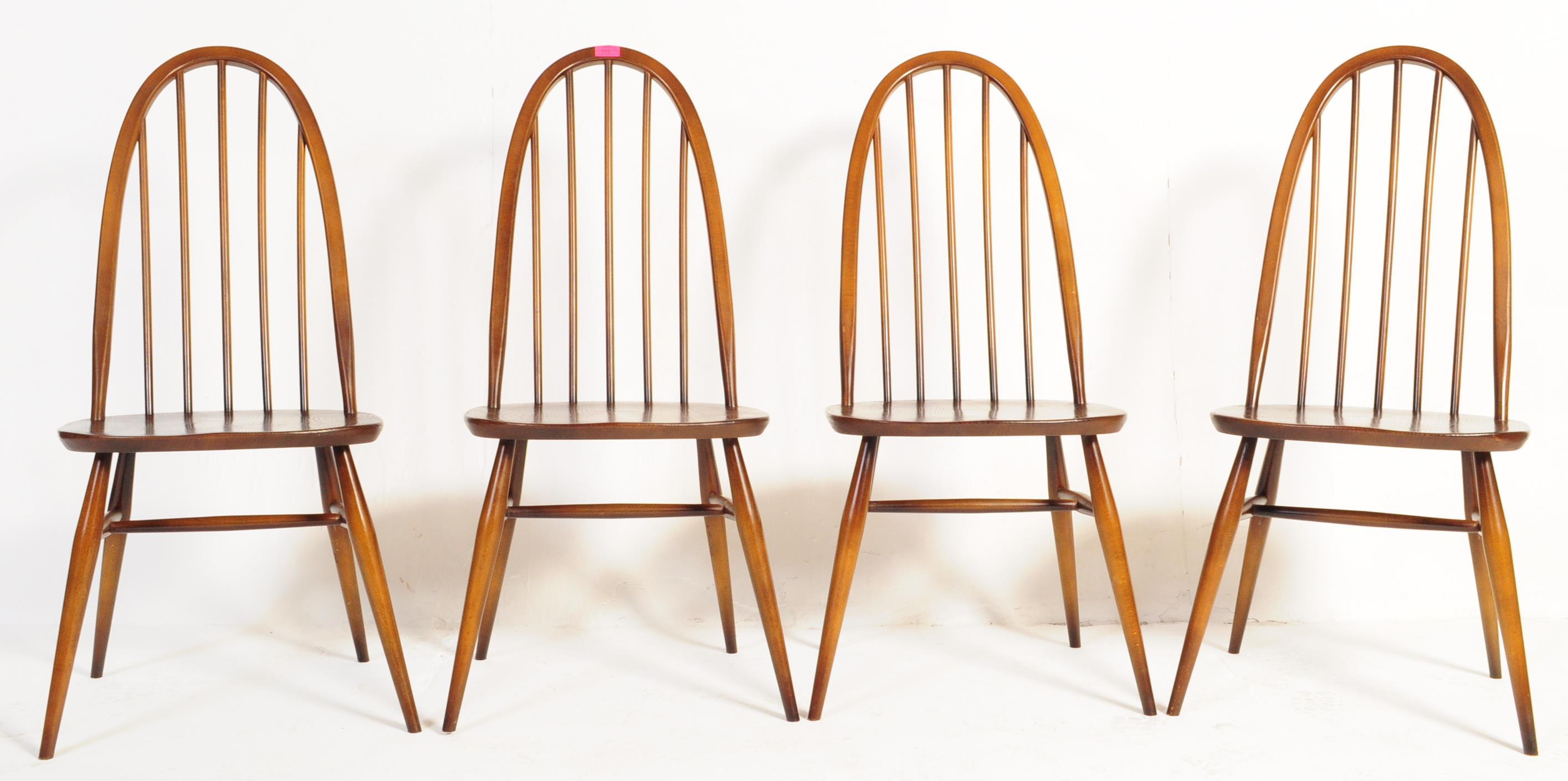 FOUR MID CENTURY ERCOL QUAKER DINING WIDSOR CHAIRS