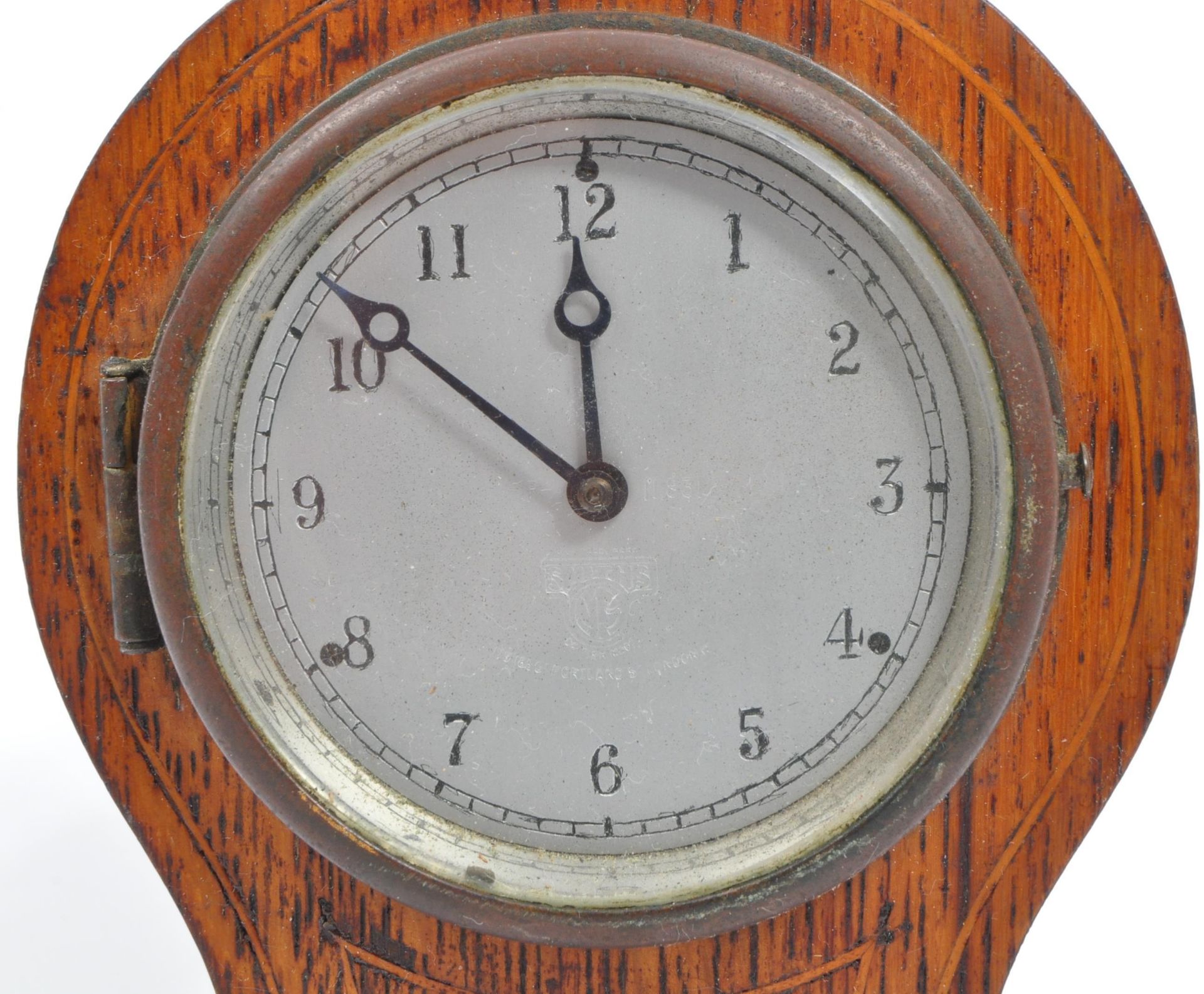 EDWARDIAN MAHOGANY INLAID BALLOON MANTEL CLOCK - Image 2 of 5