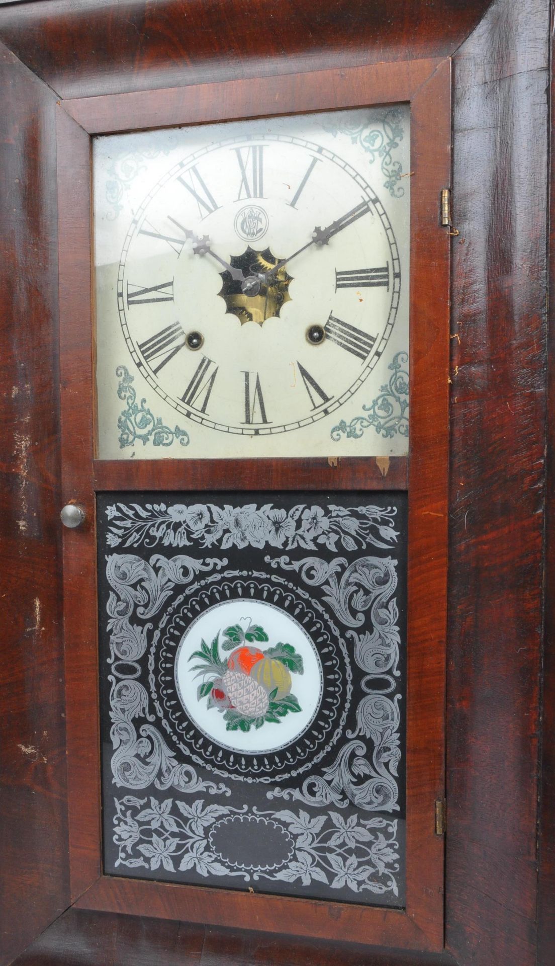 VICTORIAN AMERICAN 8-DAY WALNUT CASED WALL MANTEL CLOCK - Image 3 of 5