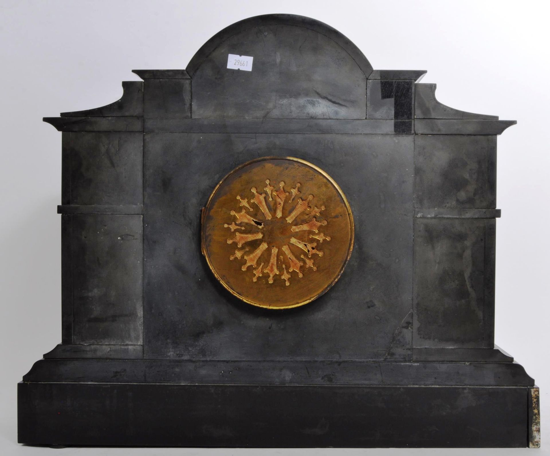 VICTORIAN SLATE TEMPLE 8-DAY CHIME MANTLE CLOCK - Bild 3 aus 8