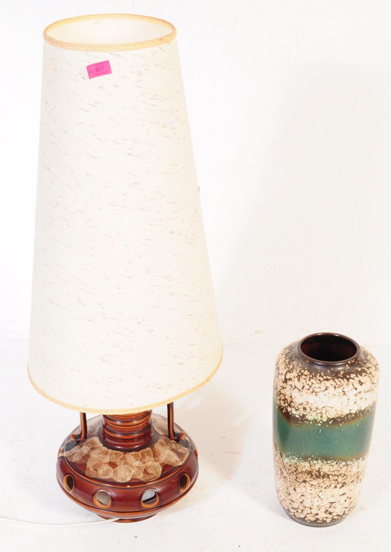 MID CENTURY 1960s WEST GERMAN STUDIO POTTERY VASE AND LAMP - Bild 5 aus 5