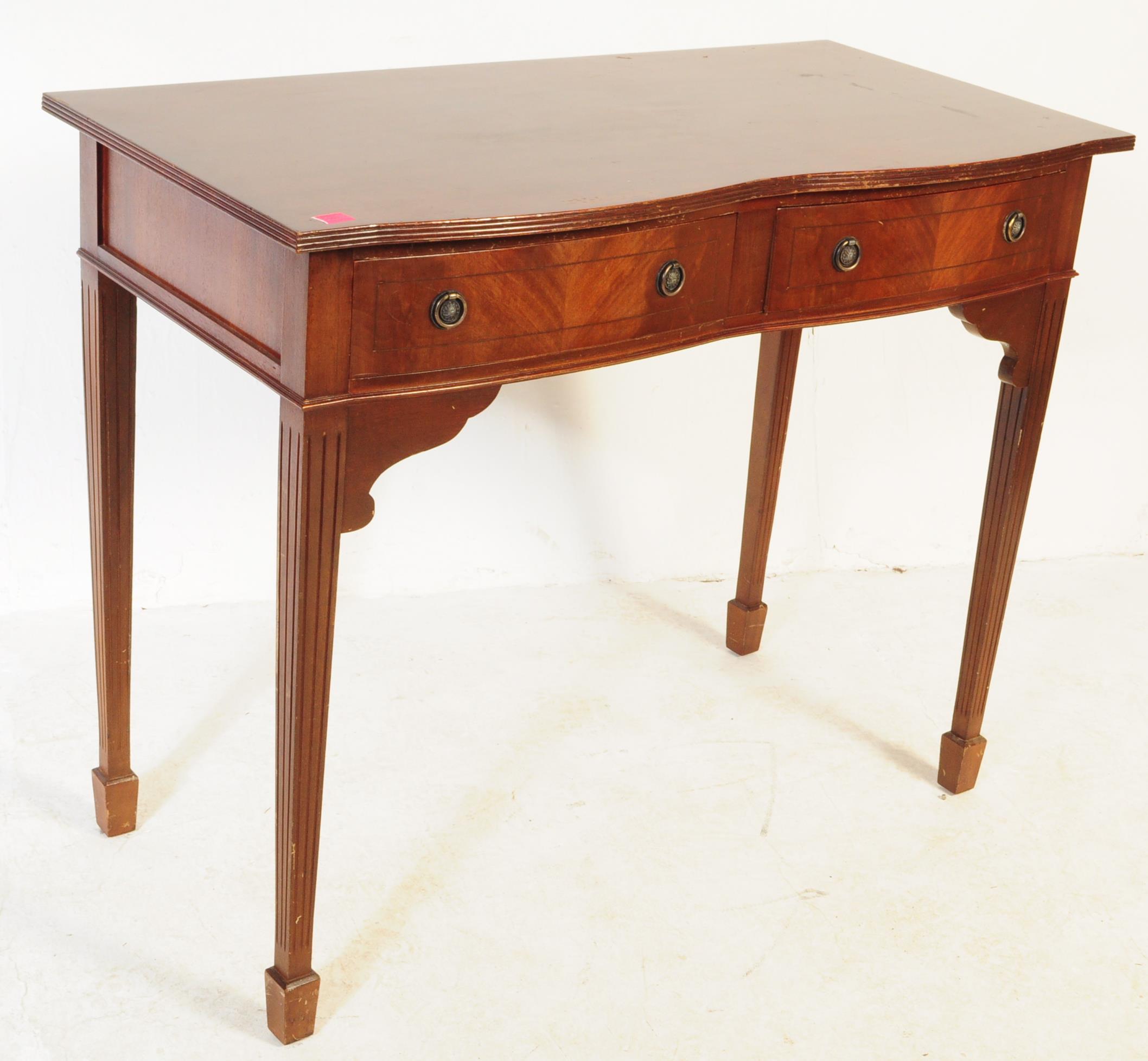 QUEEN ANNE REVIVAL FLAME MAHOGANY WRITING TABLE DESK - Image 2 of 5