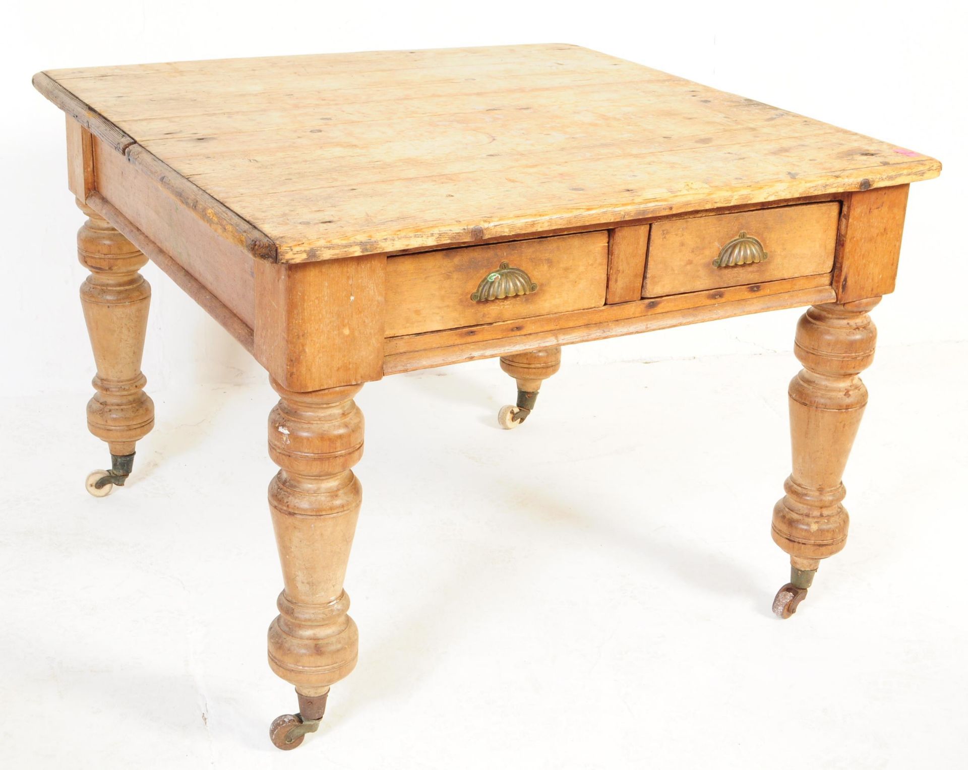 19TH CENTURY PINE FARMHOUSE REFECTORY DINING TABLE - Image 2 of 5