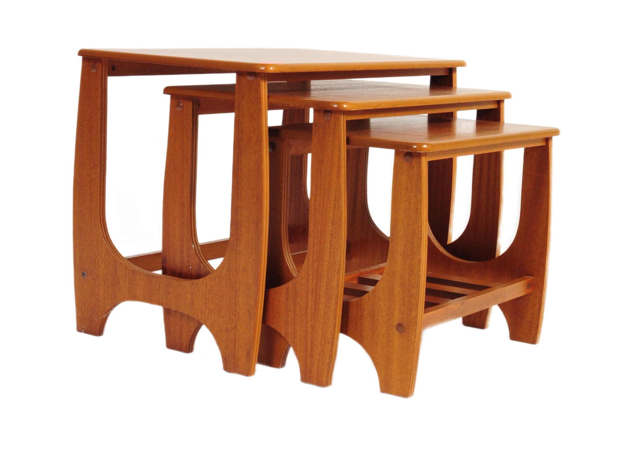 BRITISH MODERN DESIGN - TEAK WOOD NEST OF GRADUATING TABLES