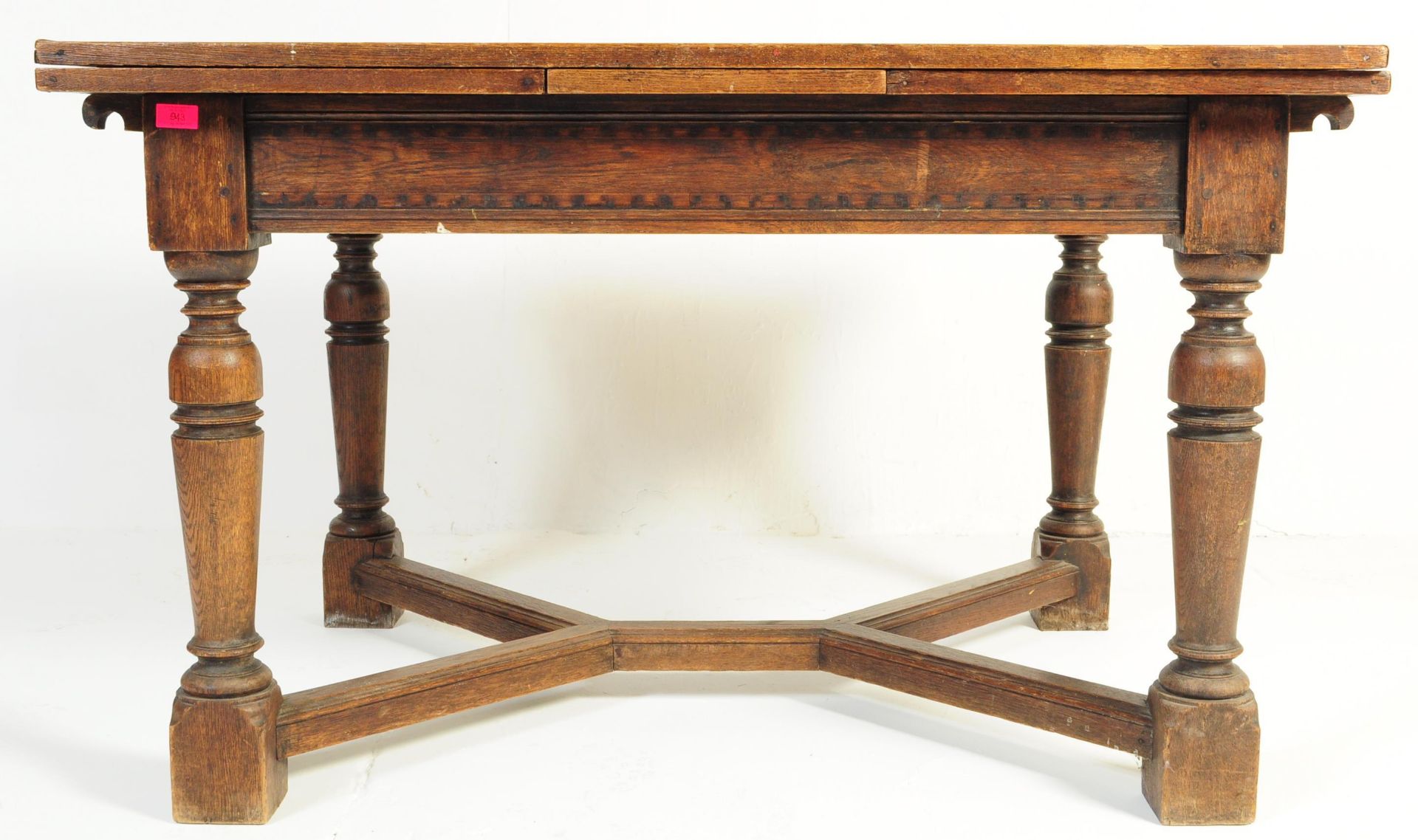 LARGE EARLY 20TH CENTURY OAK DRAW LEAF REFECTORY TABLE