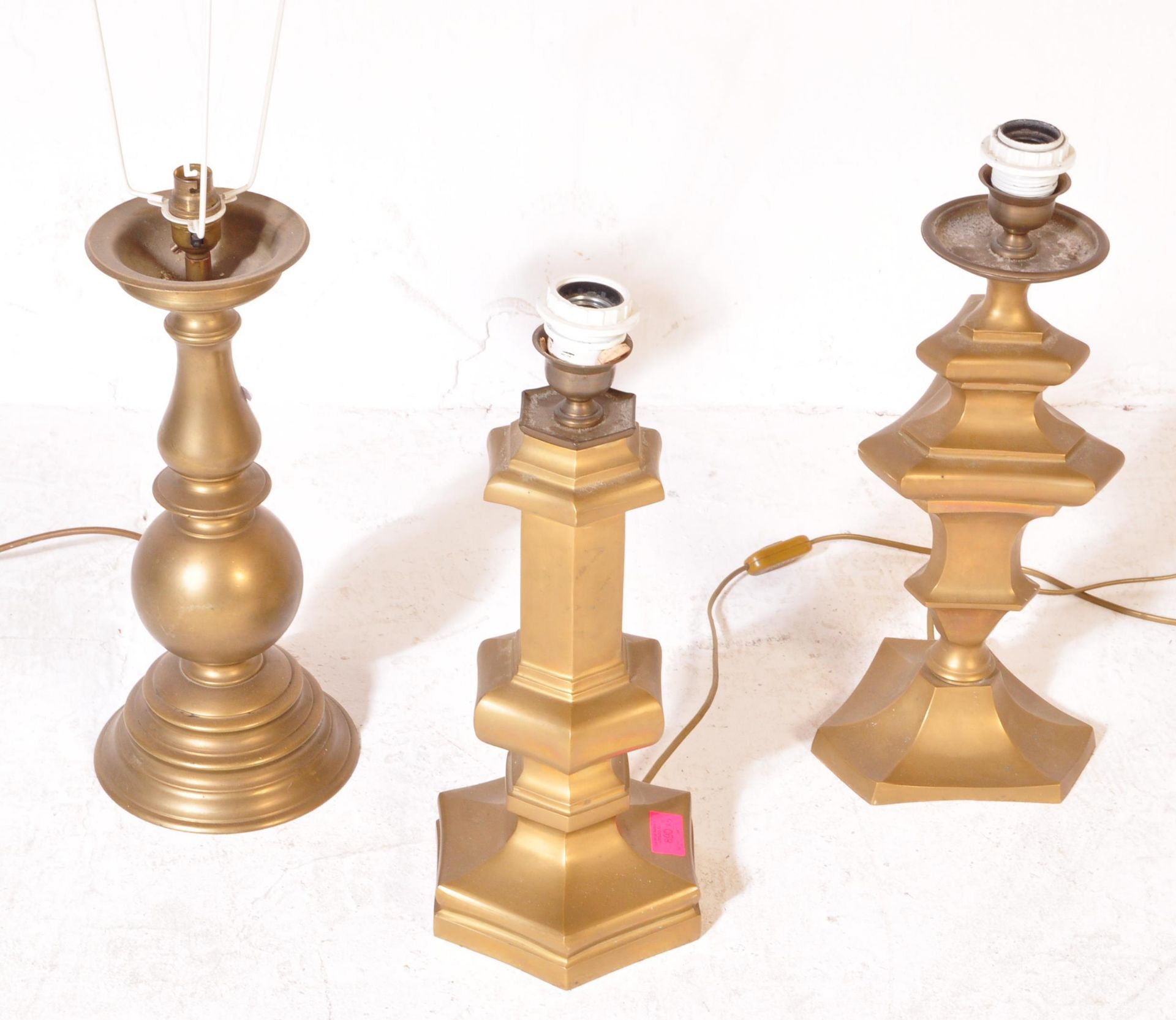 COLLECTION OF 3 FRENCH BRASS TABLE LAMPS LIGHTS - CANDLESTICK - Image 2 of 5