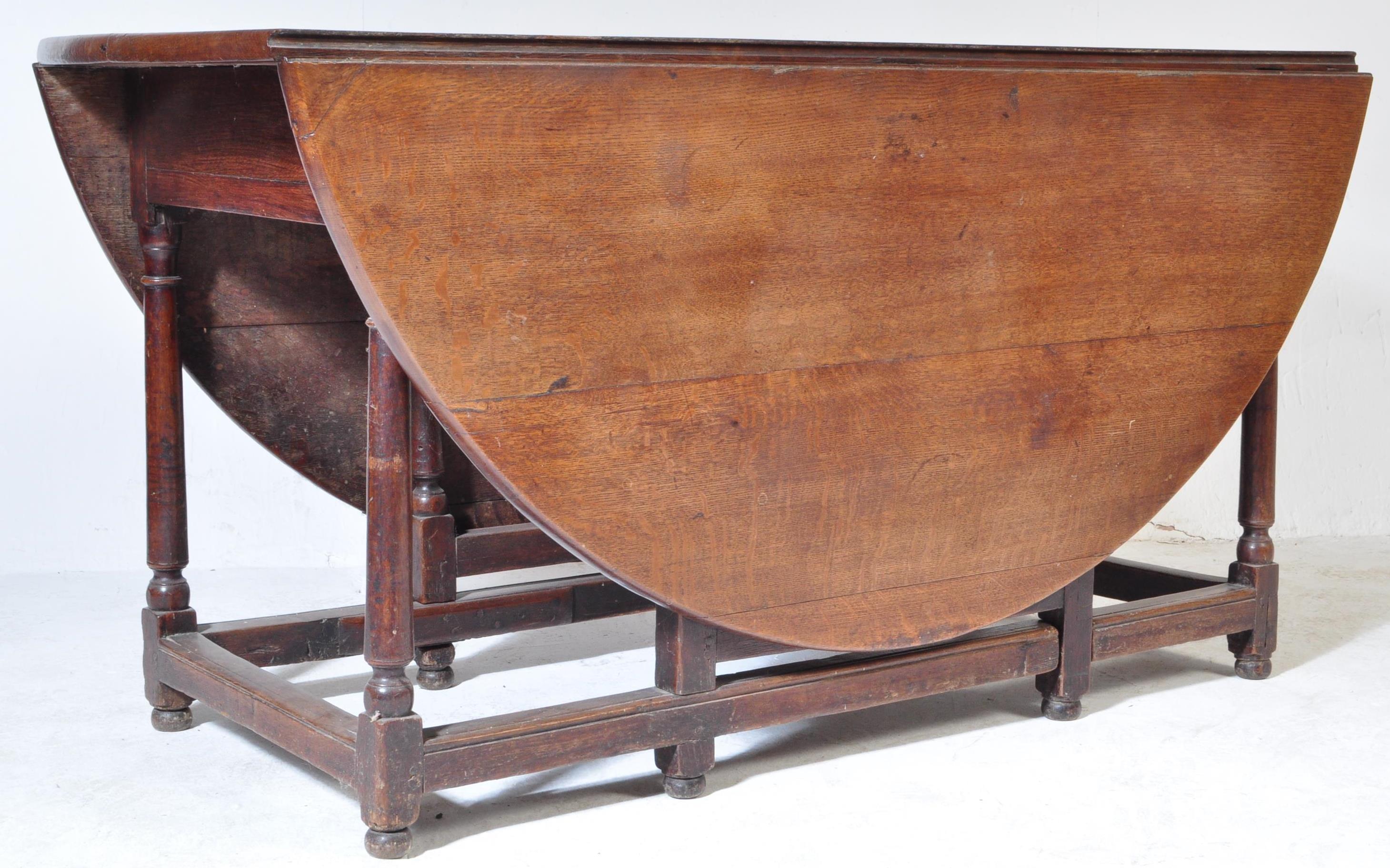 LARGE 19TH CENTURY FRENCH OAK DROP LEAF WAKE DINING TABLE