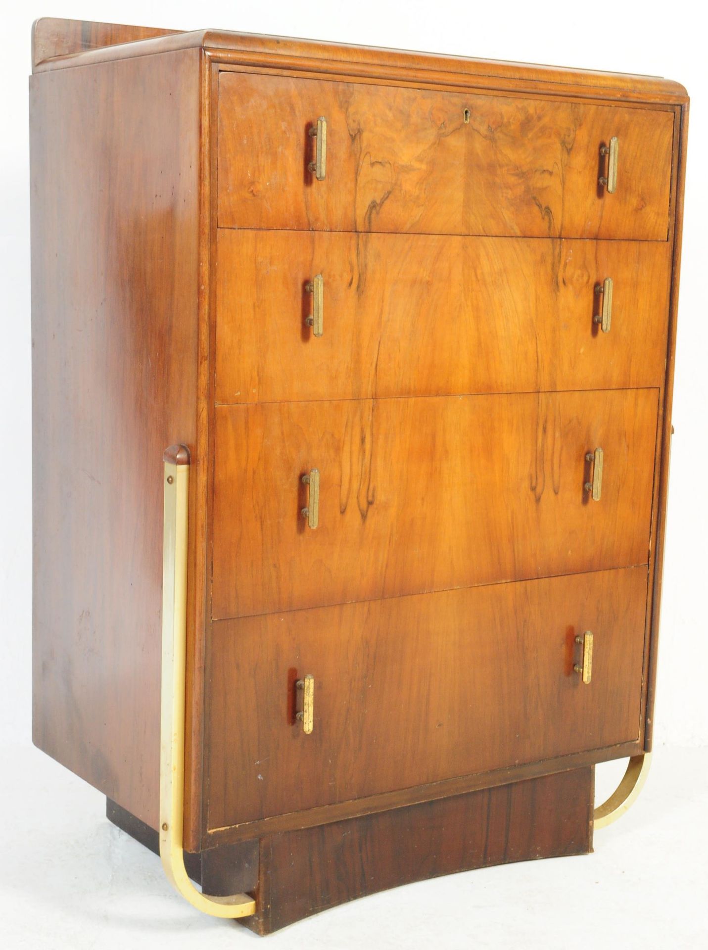 1930'S ART DECO BURR WALNUT CHEST OF DRAWERS