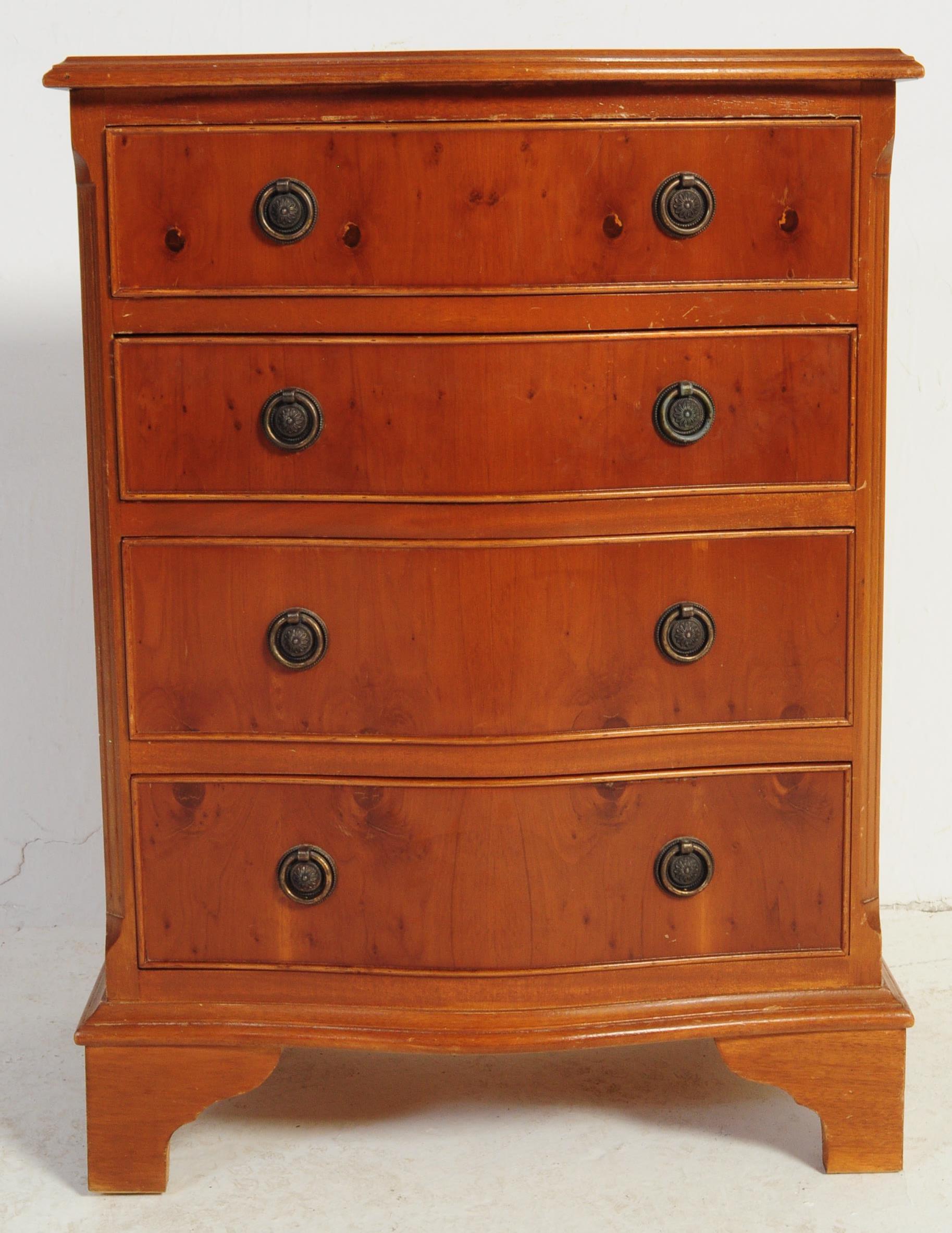 QUEEN ANNE REVIVAL BOW FRONT BACHELORS CHEST OF DRAWERS