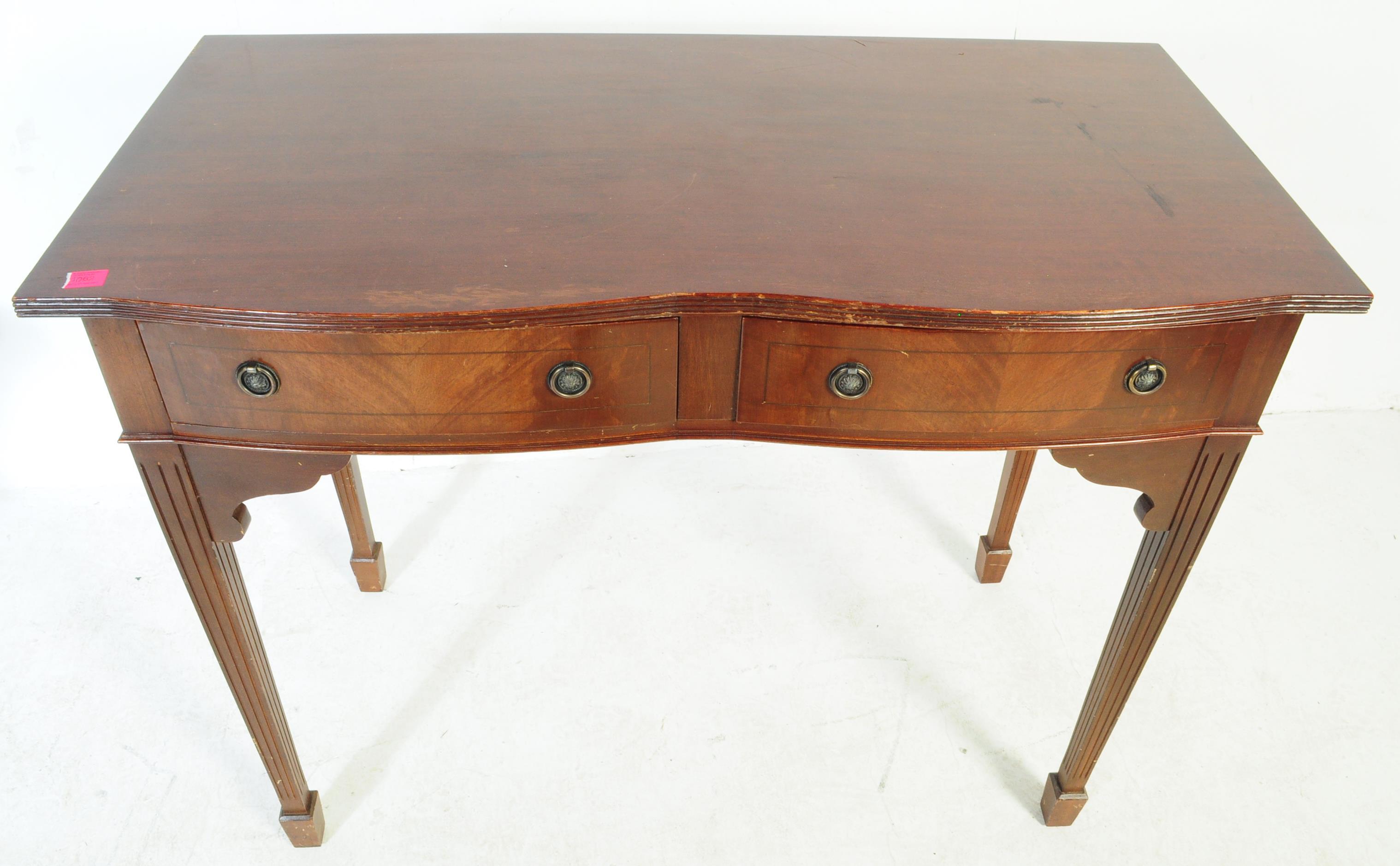 QUEEN ANNE REVIVAL FLAME MAHOGANY WRITING TABLE DESK - Image 5 of 5