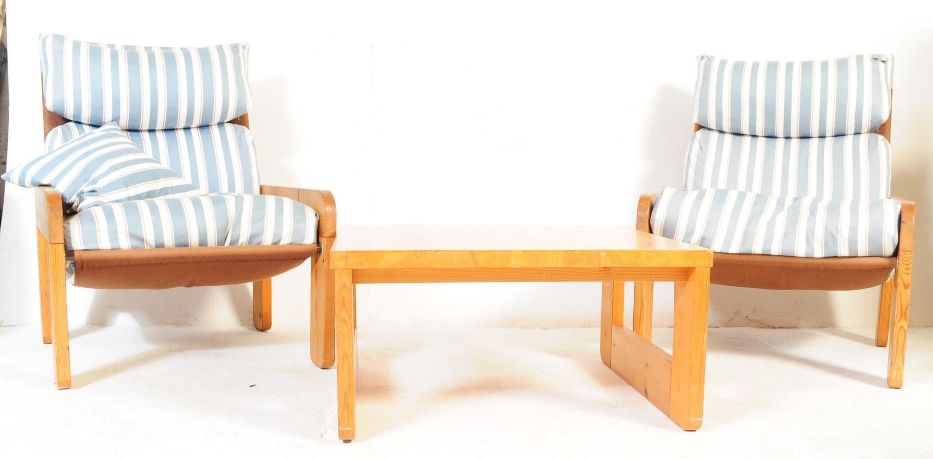 RETRO VINTAGE 1980S PINE SCANDINAVIAN LOUNGE SUITE - Image 2 of 7