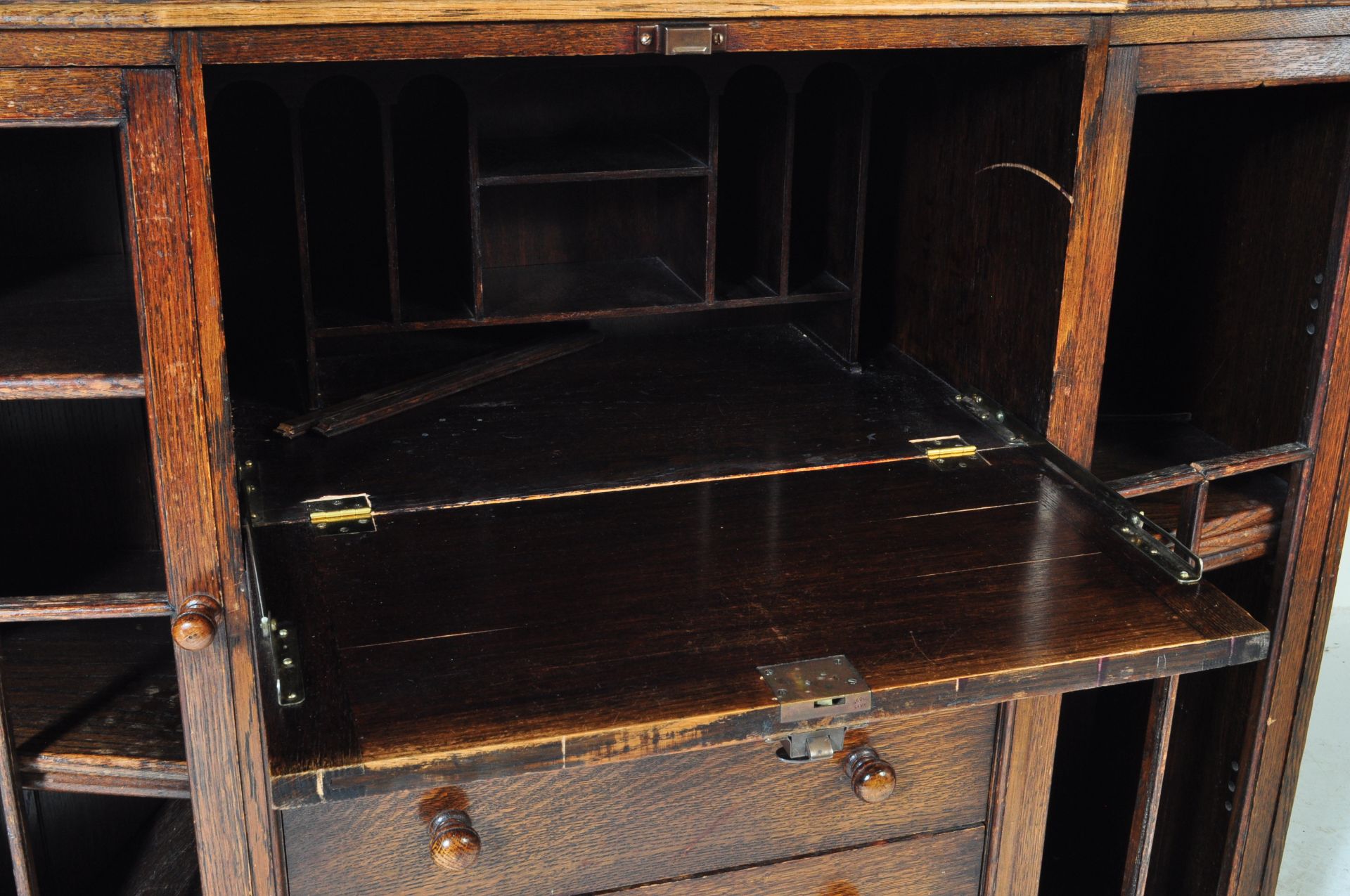 1930S ART DECO OAK BUREAU BOOKCASE DISPLAY UNIT - Bild 2 aus 6