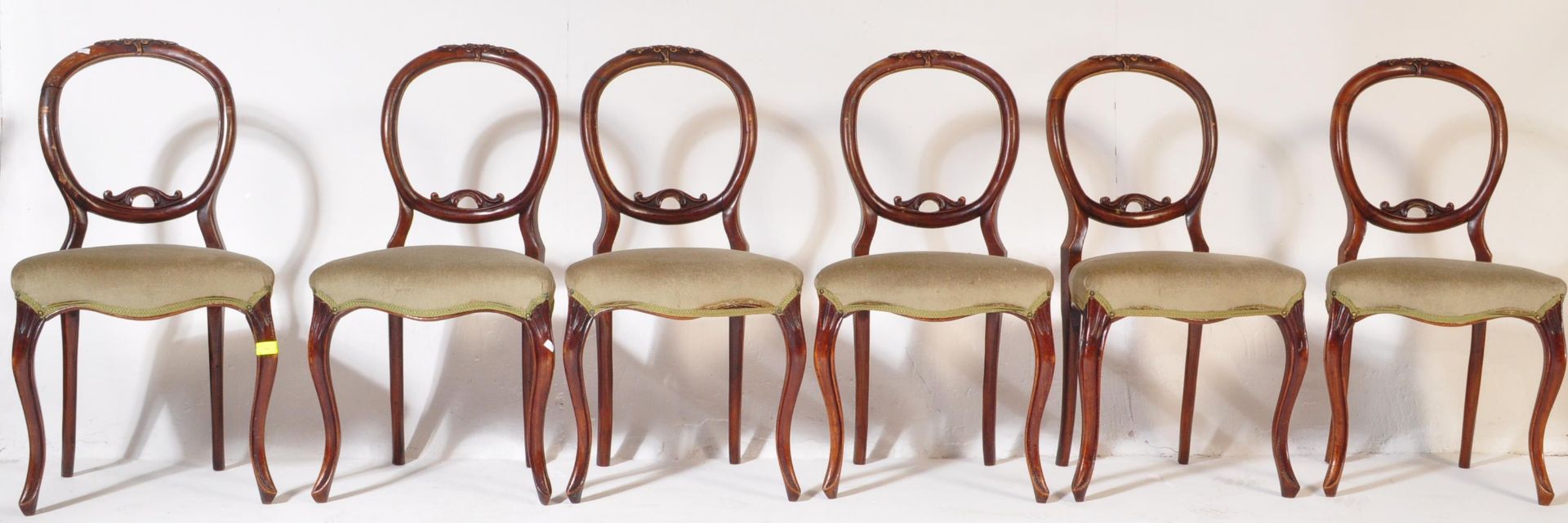 SET OF SIX VICTORIAN 19TH CENTURY BALLOON BACK CHAIRS