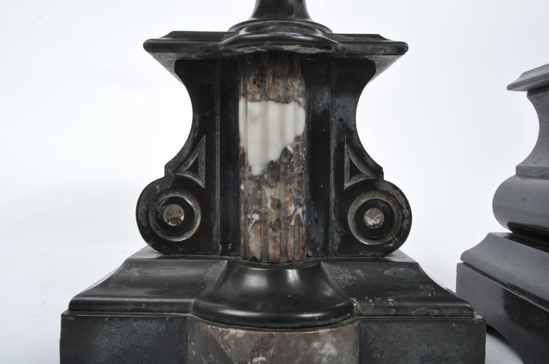 MATCHING PAIR OF VICTORIAN SLATE MARBLE CLOCK GARNITURES - Image 6 of 6