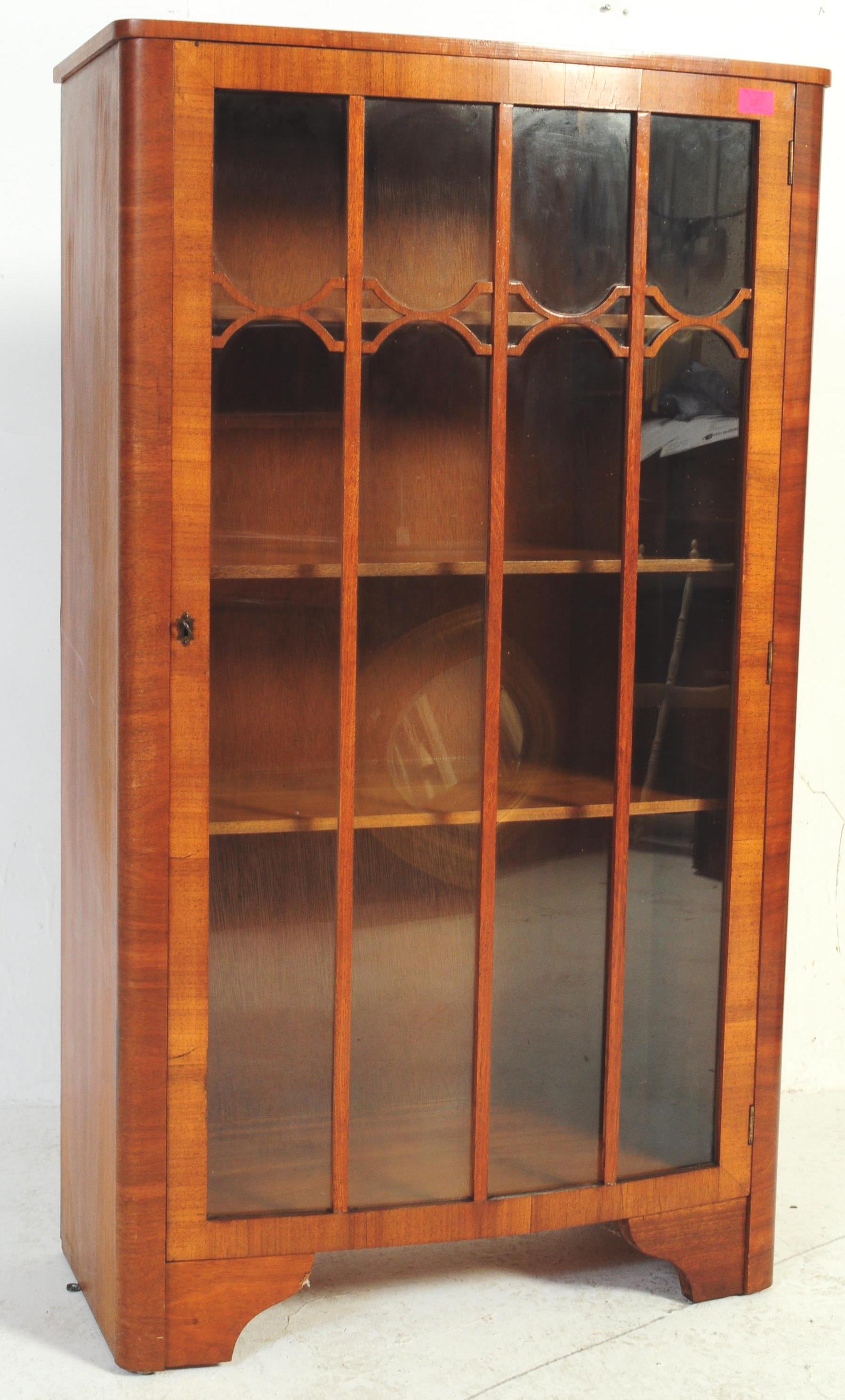 1930'S ART DECO WALNUT CHINA DISPLAY CABINET VITRINE