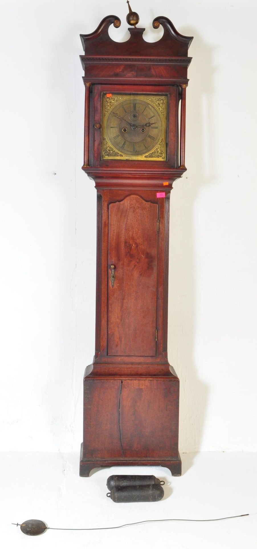 18TH CENTURY GEORGE III MAHOGANY BRASS FACED LONGCASE