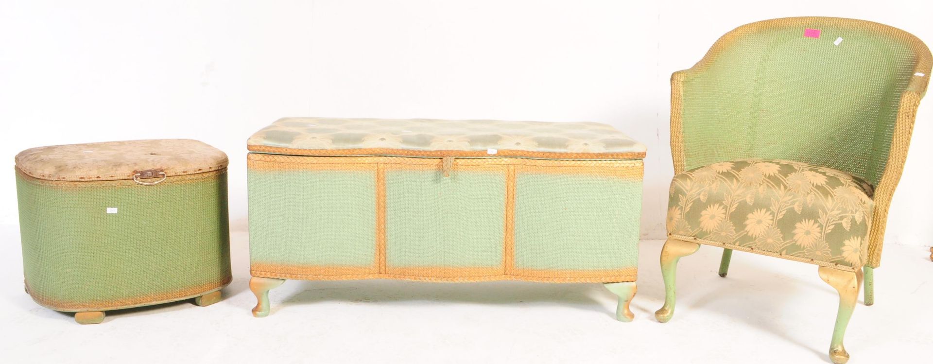 VINTAGE 1950S LLOYD LOOM STYLE - CHAIR - BLANKET BOX - BASKET