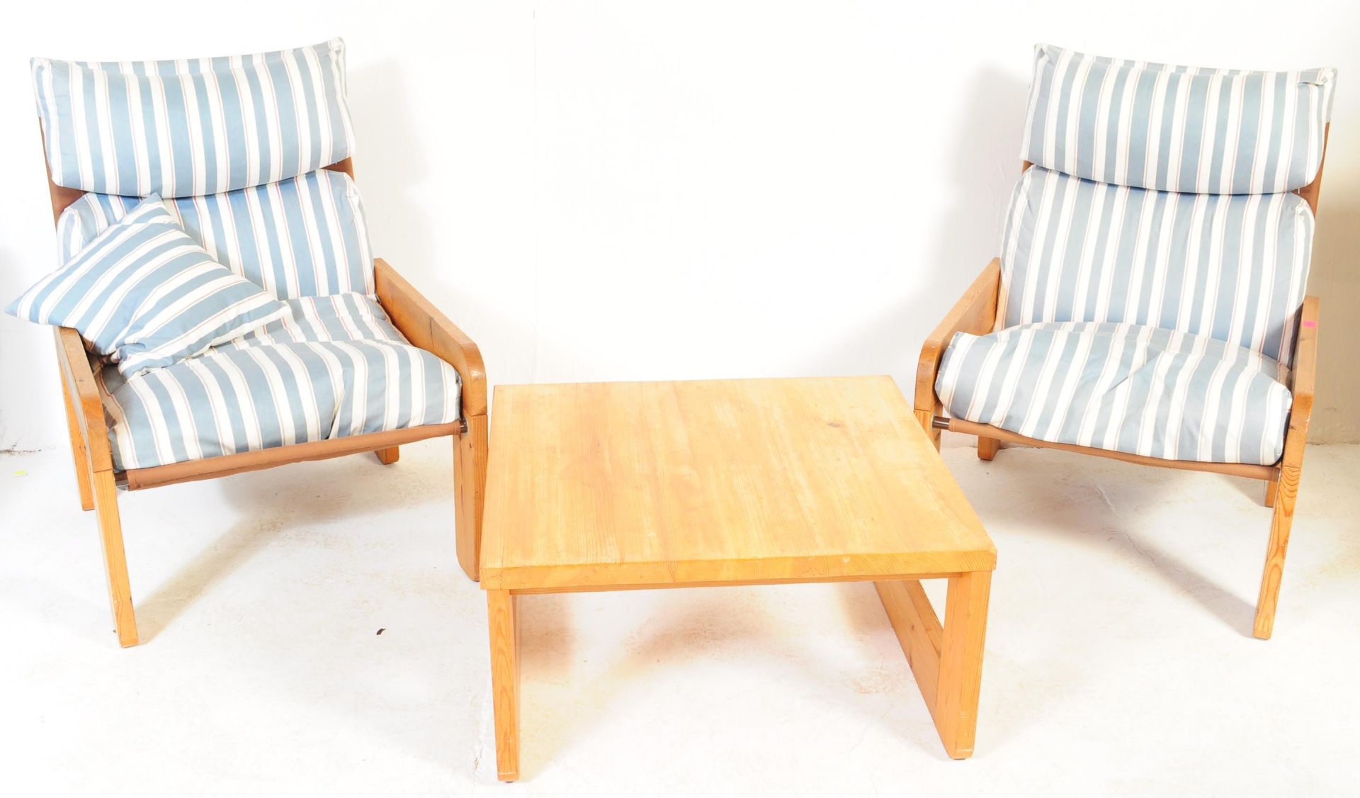 RETRO VINTAGE 1980S PINE SCANDINAVIAN LOUNGE SUITE - Image 3 of 7