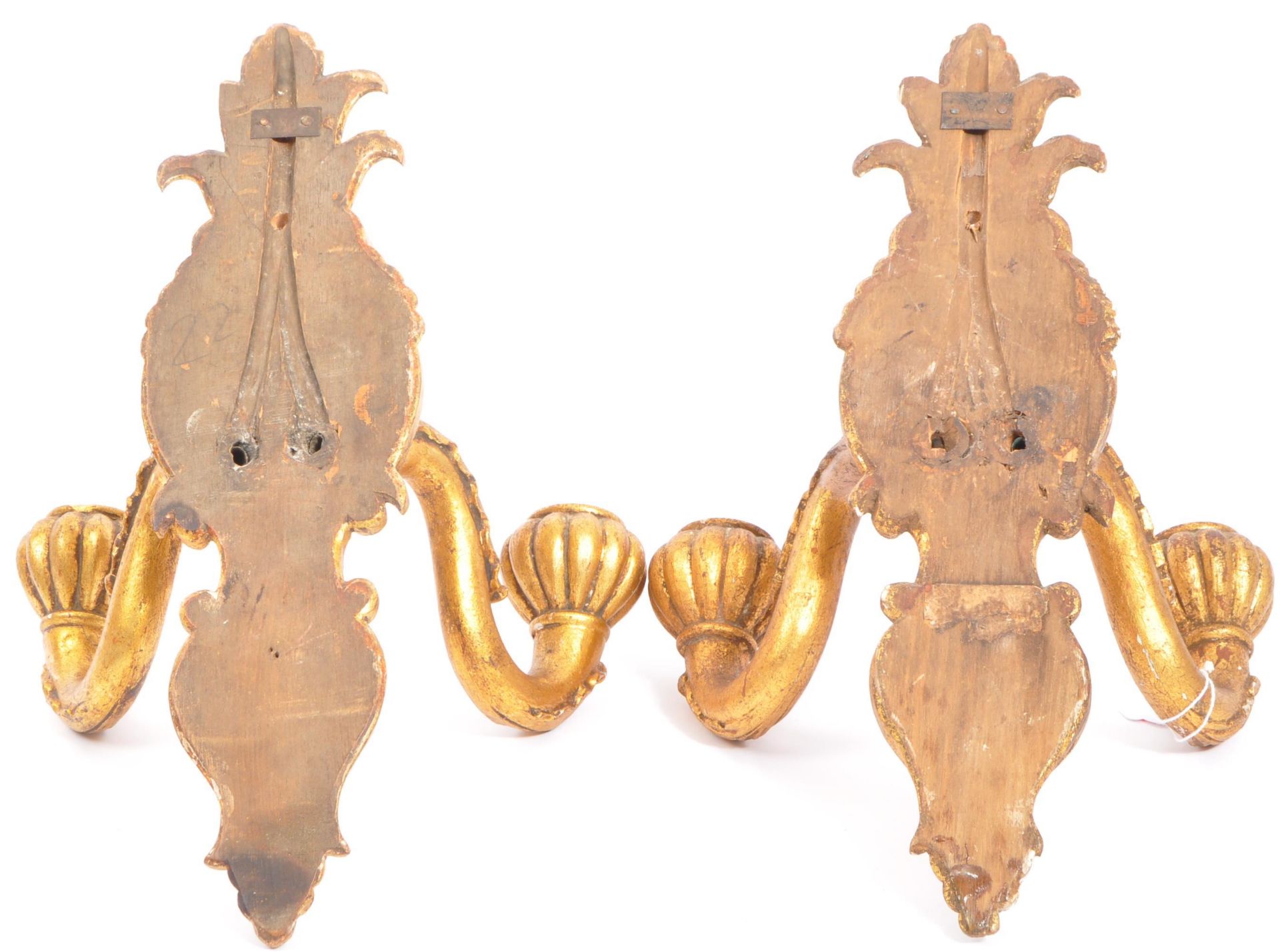 PAIR OF GILDED WOODEN WALL SCONCES - Bild 6 aus 6